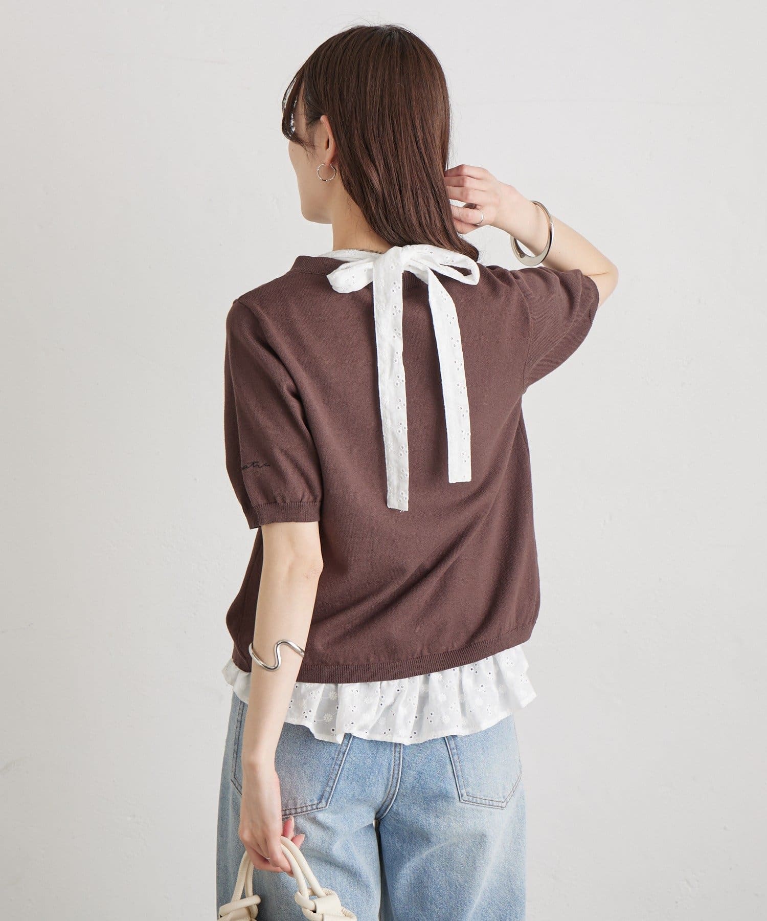 mystic(ミスティック) ギンガムチェック襟付きカーディガン