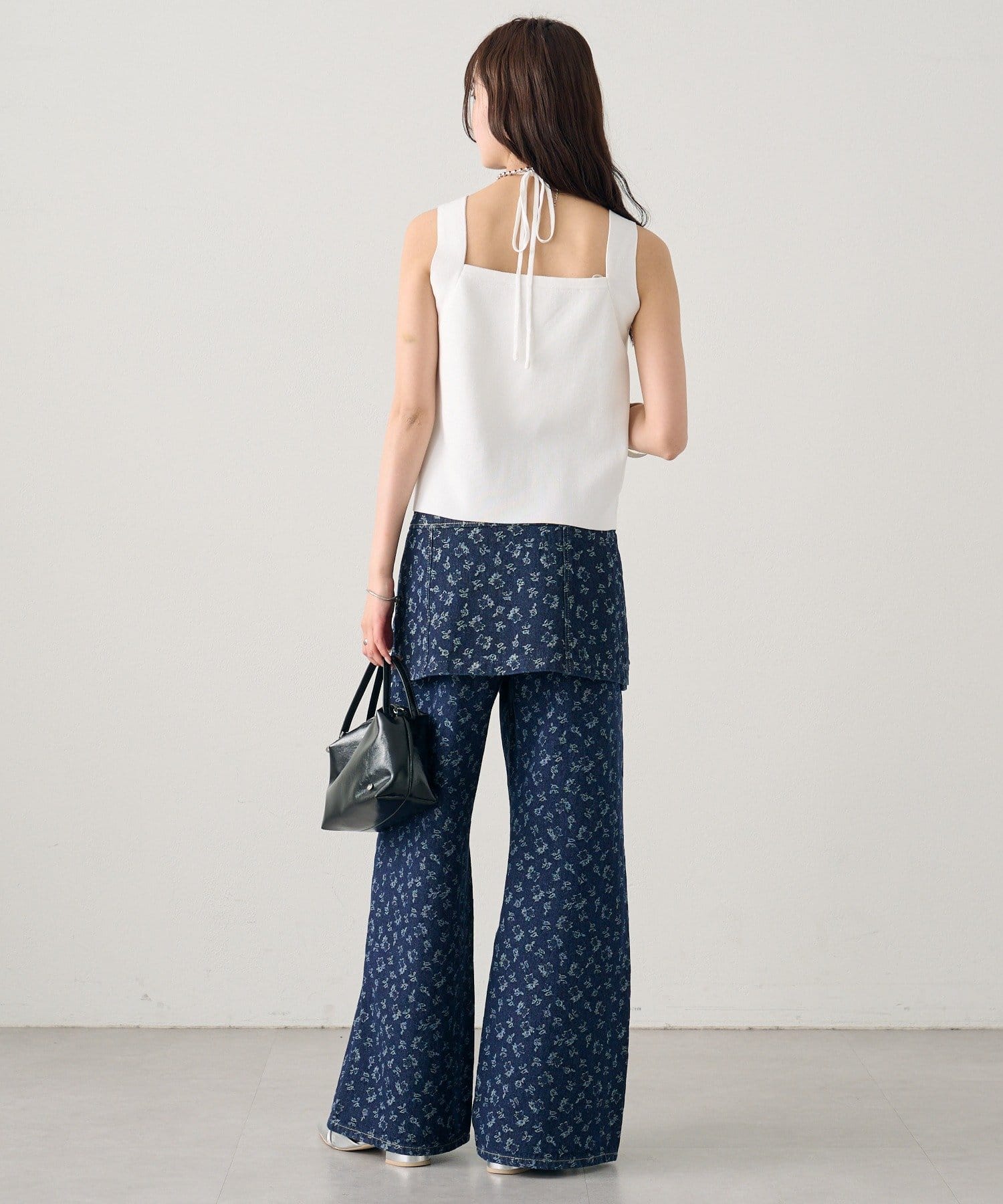 mystic(ミスティック) フラワーデニムラップスカート