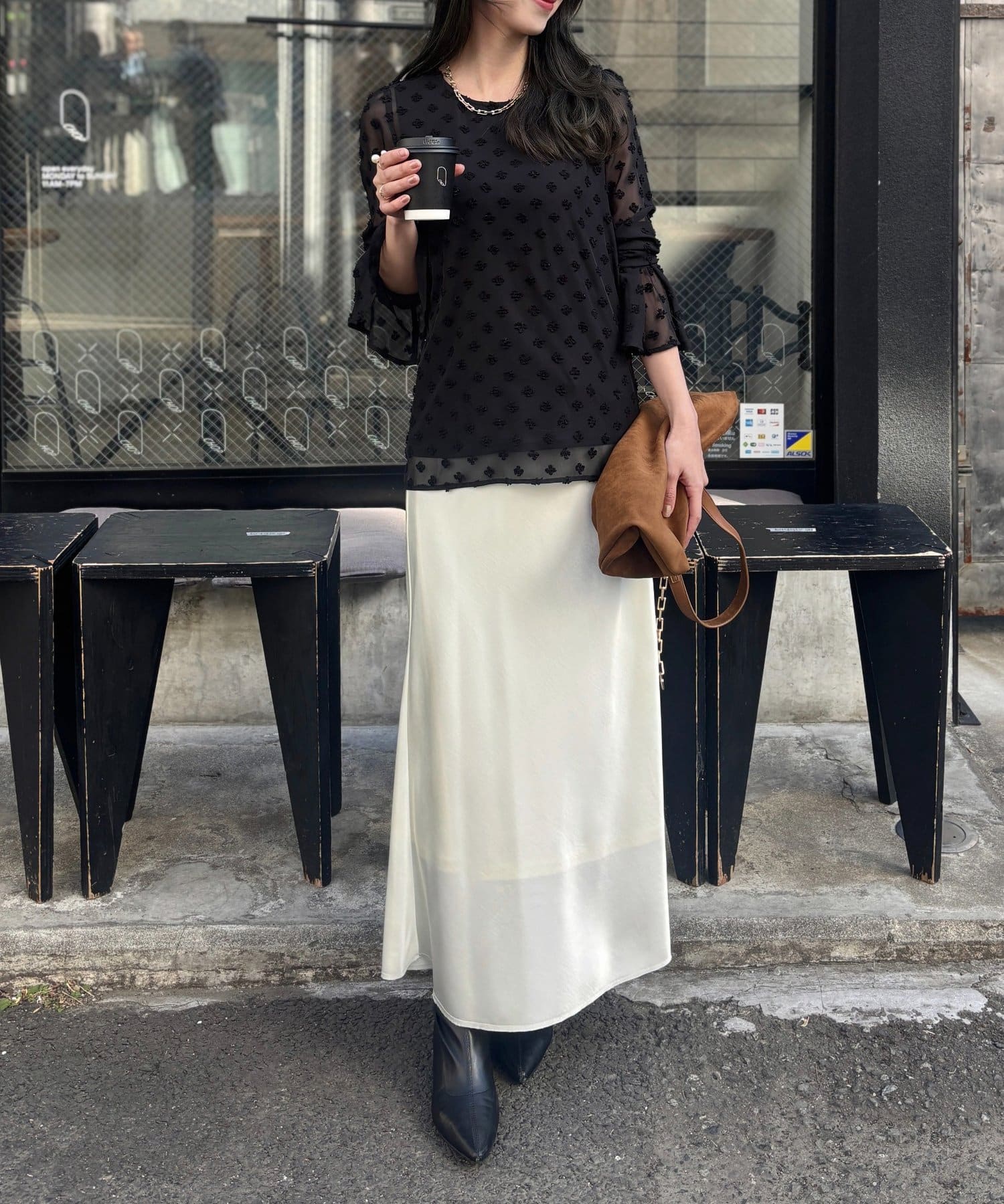 LARUTA(ラルータ) [Yurie企画］フラワードット柄ジャガードシアーブラウス