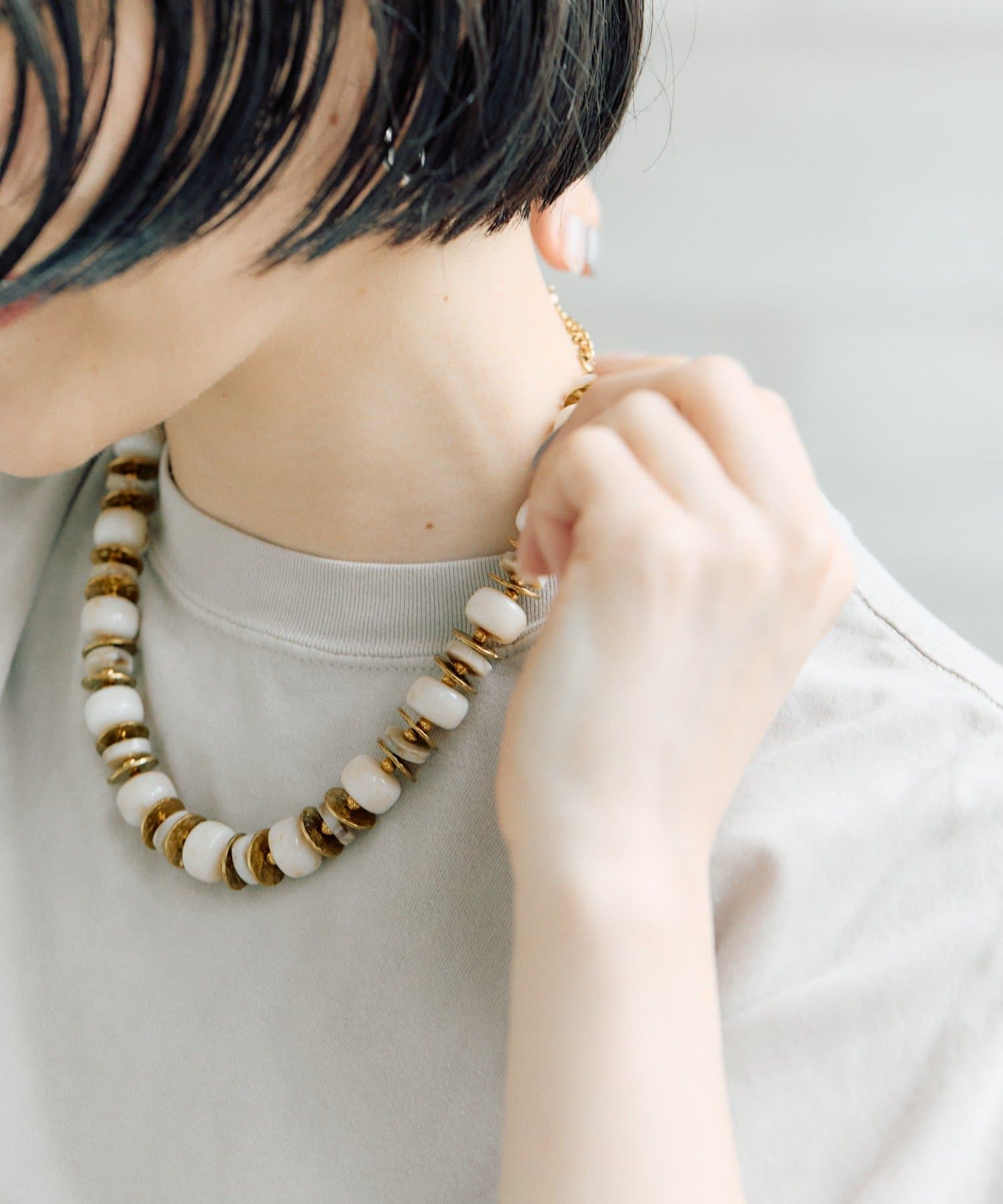 ear PAPILLONNER(イア パピヨネ) 《金属アレルギー対応/ステンレス》スライスマーブルネックレス