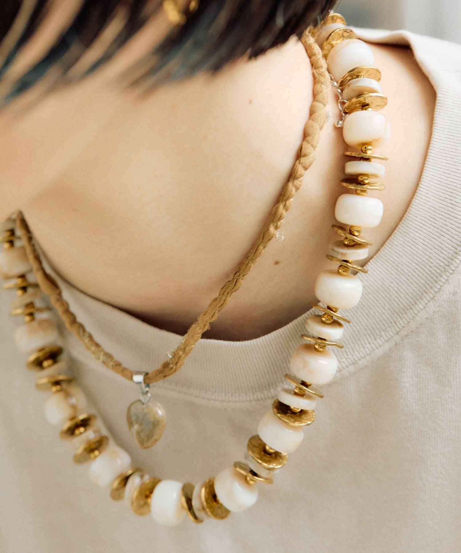 ear PAPILLONNER(イア パピヨネ) 《金属アレルギー対応/ステンレス》スライスマーブルネックレス