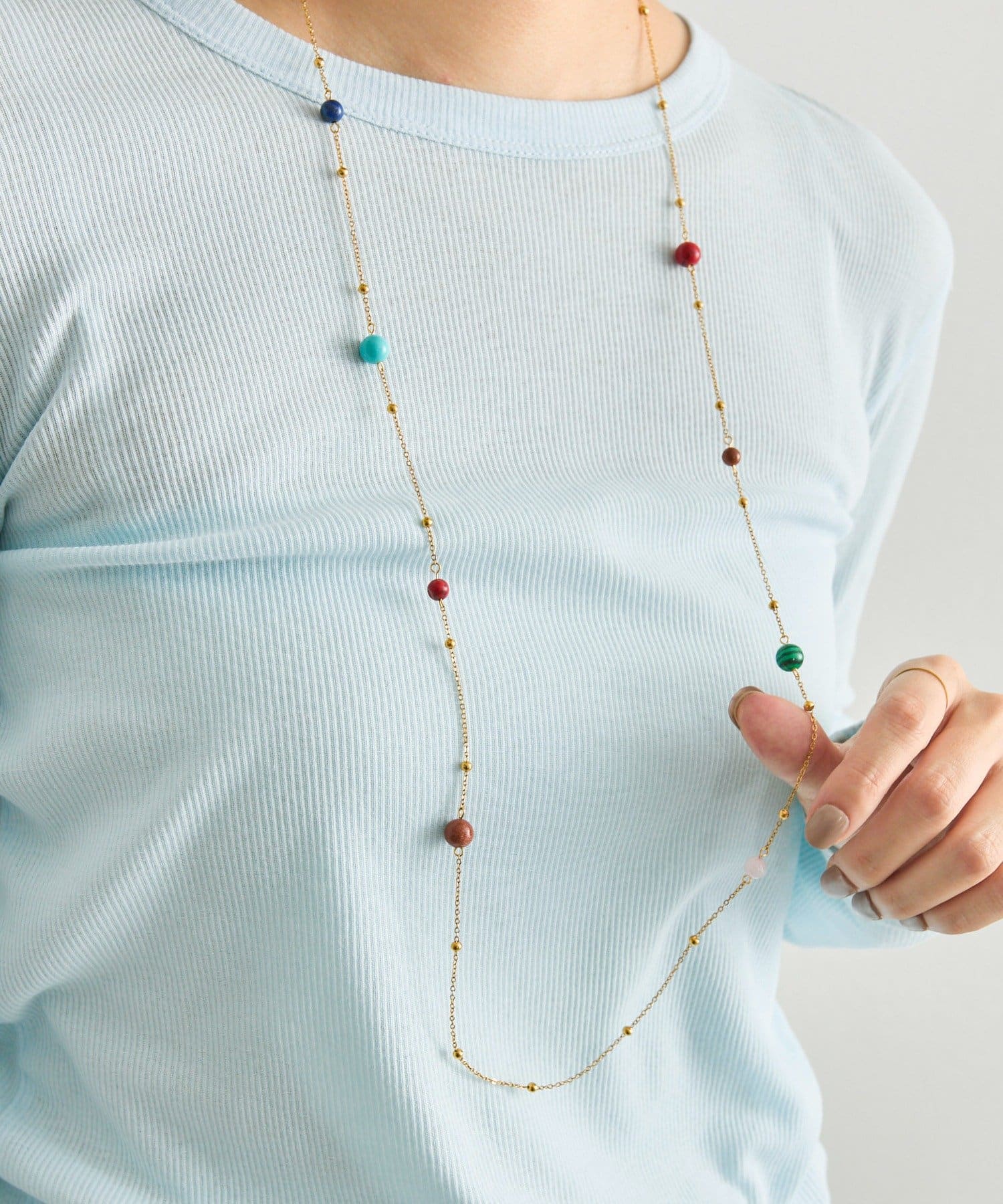 ear PAPILLONNER(イア パピヨネ) 《金属アレルギー対応/ステンレス》コスモストーンロングネックレス