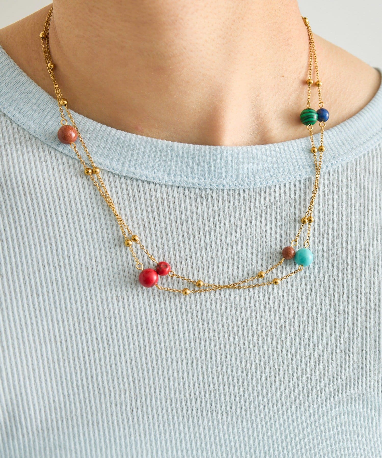 ear PAPILLONNER(イア パピヨネ) 《金属アレルギー対応/ステンレス》コスモストーンロングネックレス