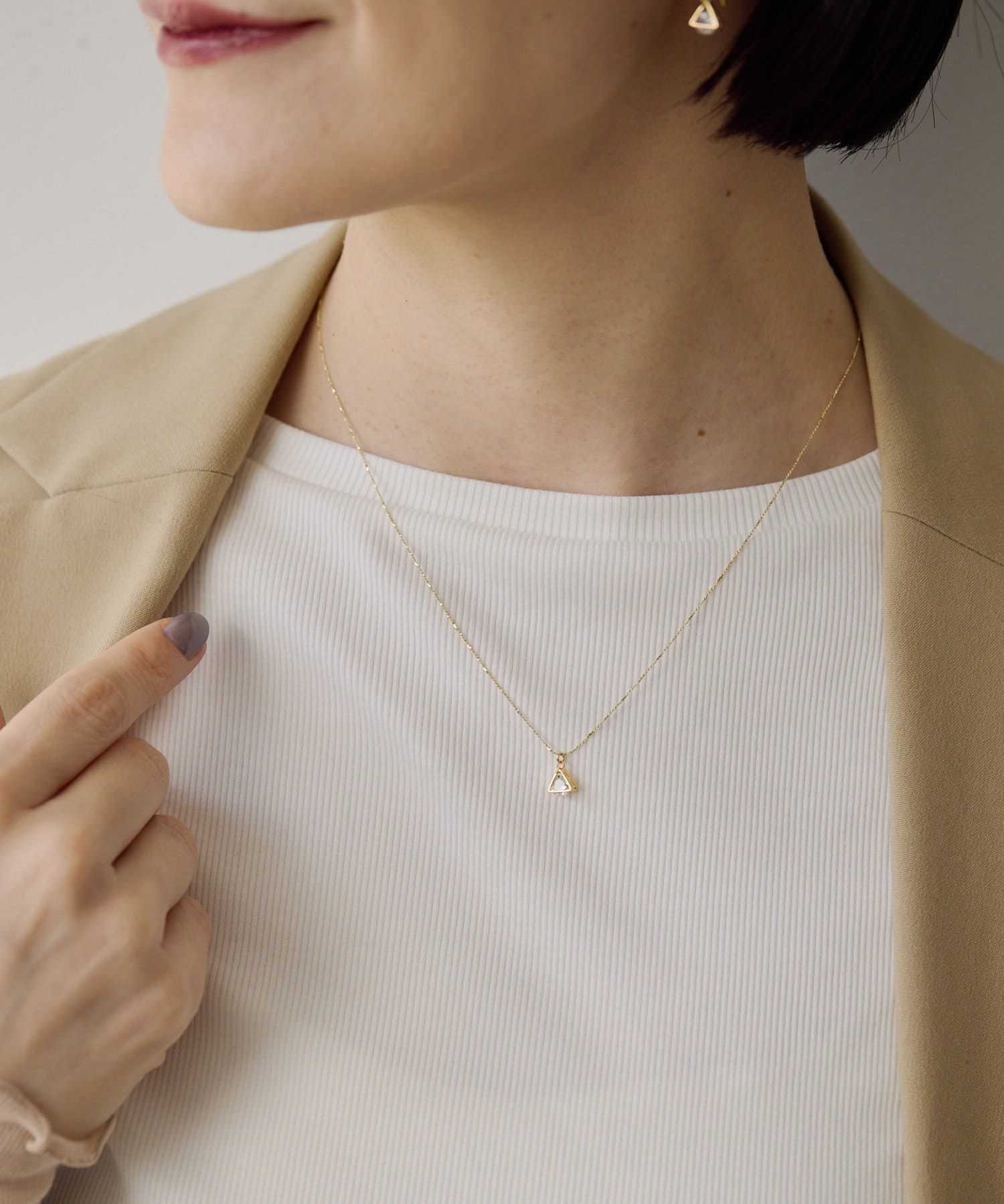 ear PAPILLONNER(イア パピヨネ) 三角×ジルコニアネックレス