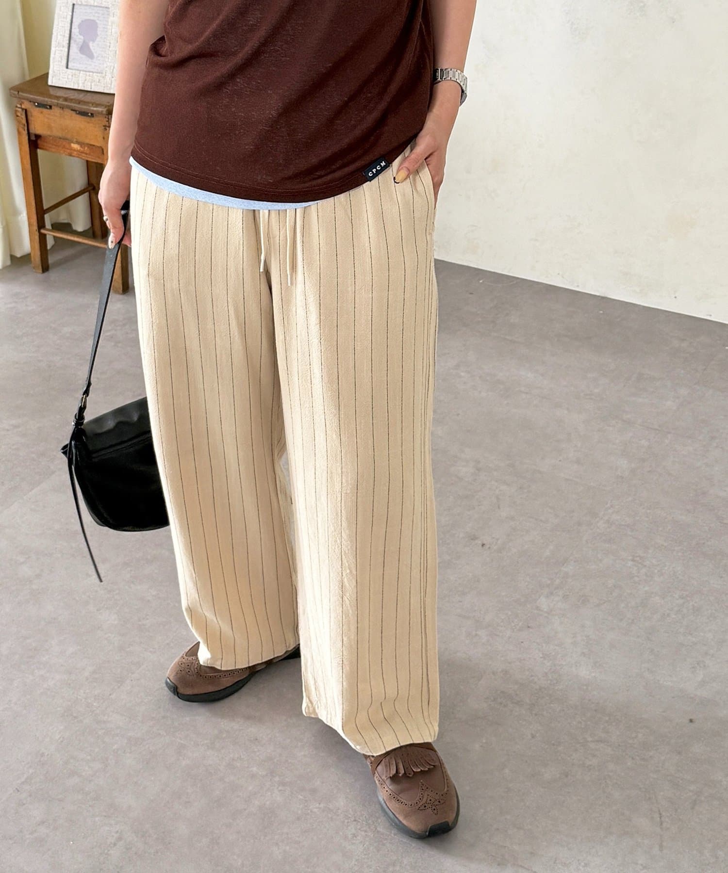CPCM(シーピーシーエム) 綿麻イージーパンツ