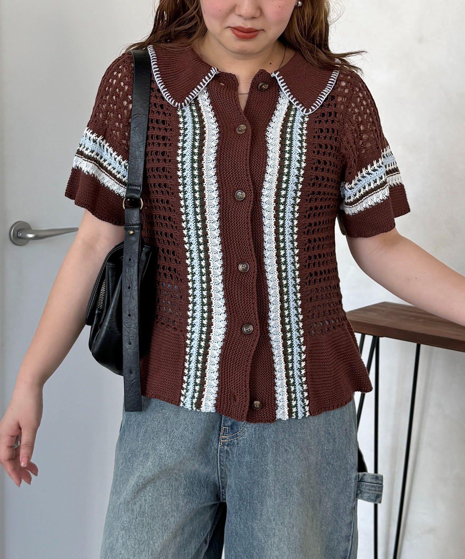 CPCM(シーピーシーエム) ステッチ半袖ニットシャツ