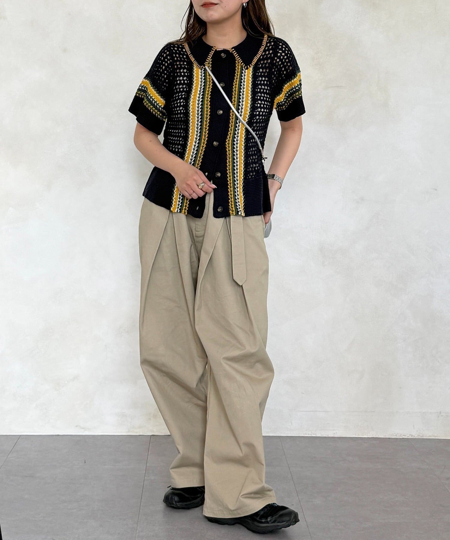 CPCM(シーピーシーエム) ステッチ半袖ニットシャツ