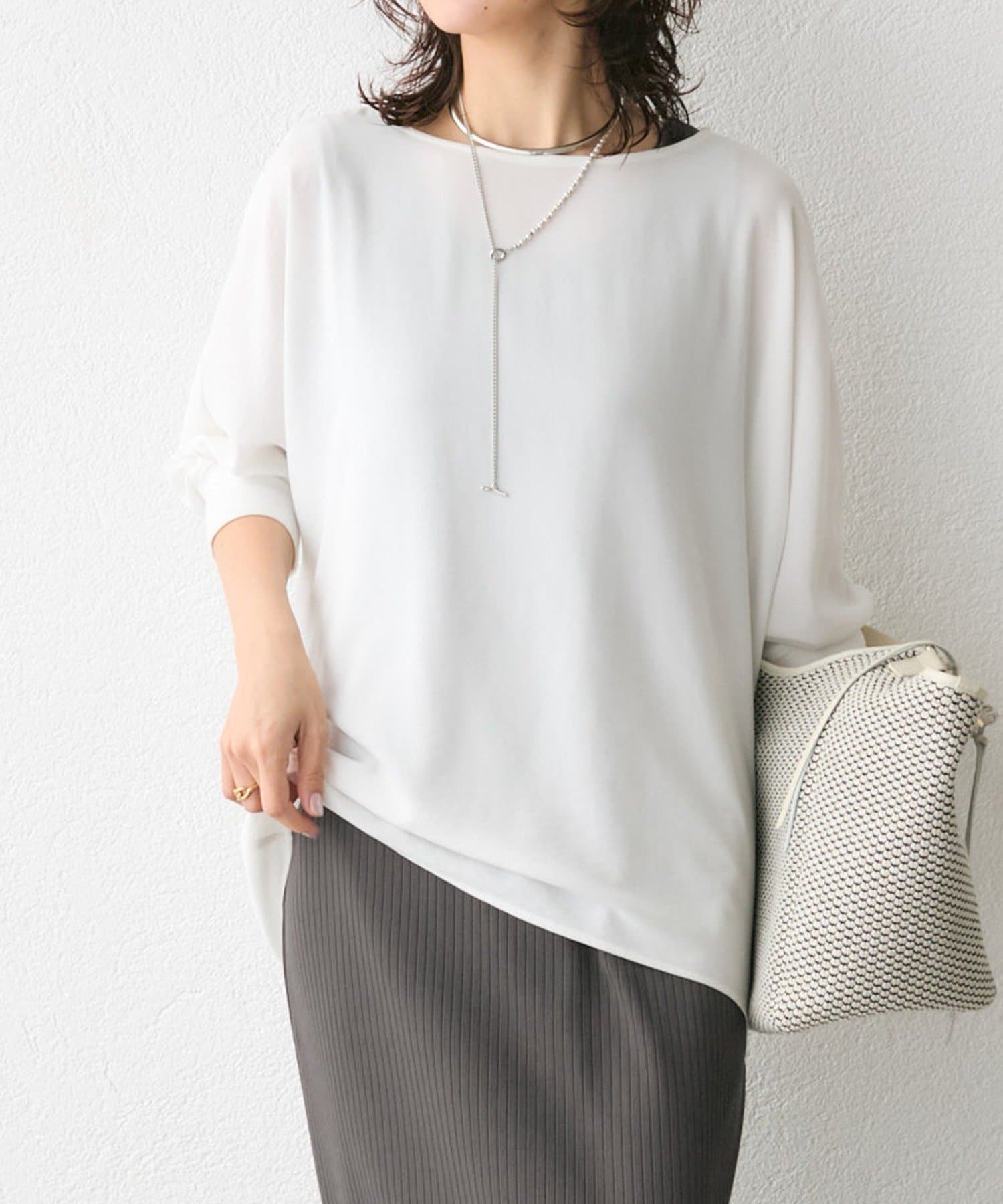 RIVE DROITE(リヴドロワ) 予約【ON・OFF問わず活躍】リブ付きジョーゼットドルマンブラウス2