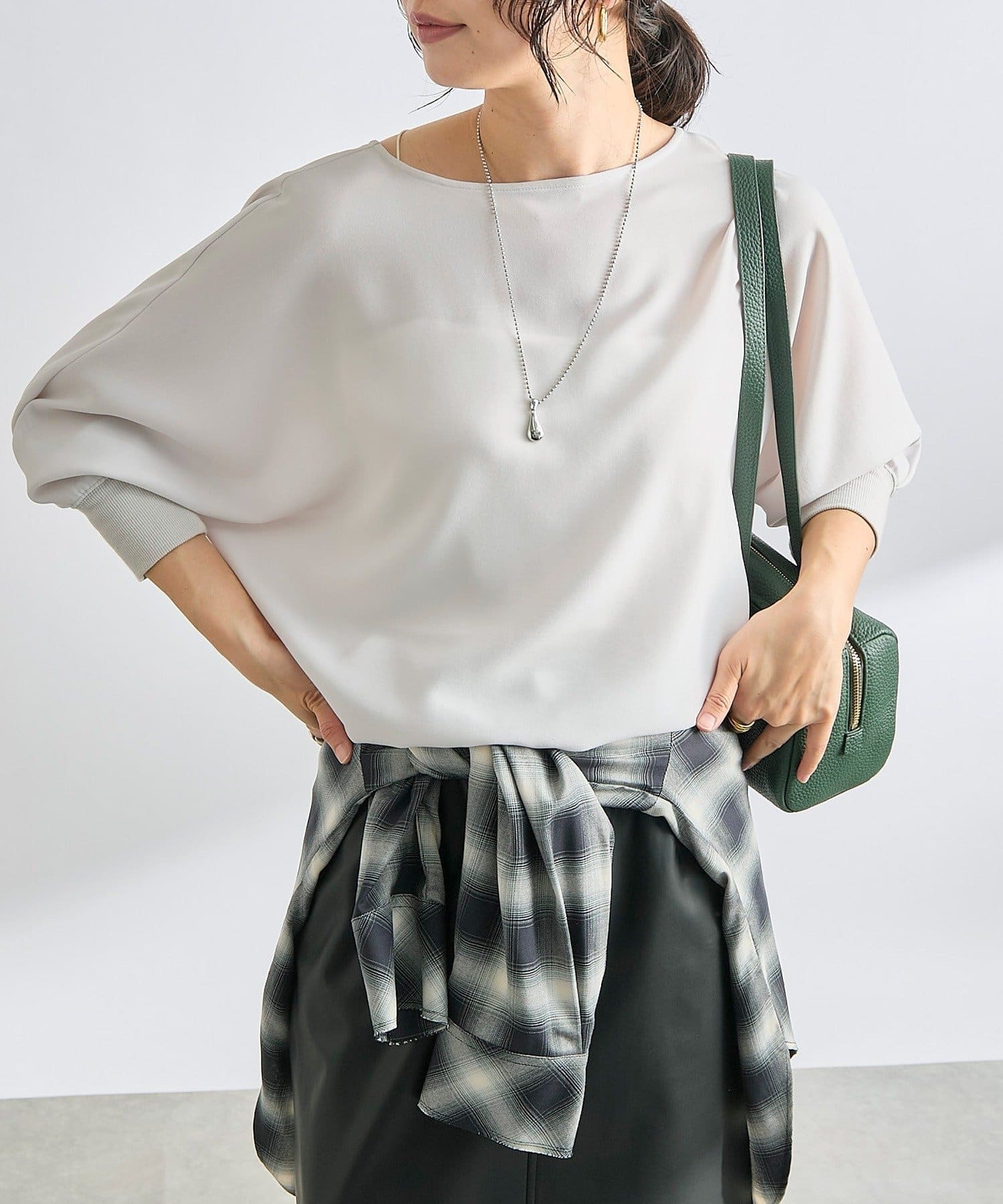 RIVE DROITE(リヴドロワ) 予約【ON・OFF問わず活躍】リブ付きジョーゼットドルマンブラウス2