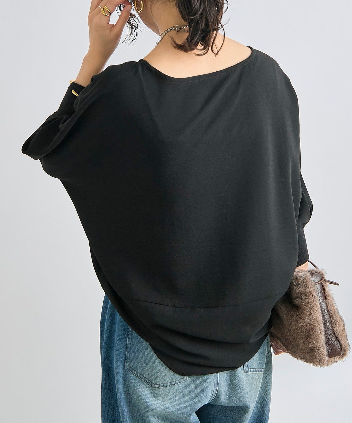 RIVE DROITE(リヴドロワ) 予約【ON・OFF問わず活躍】リブ付きジョーゼットドルマンブラウス2