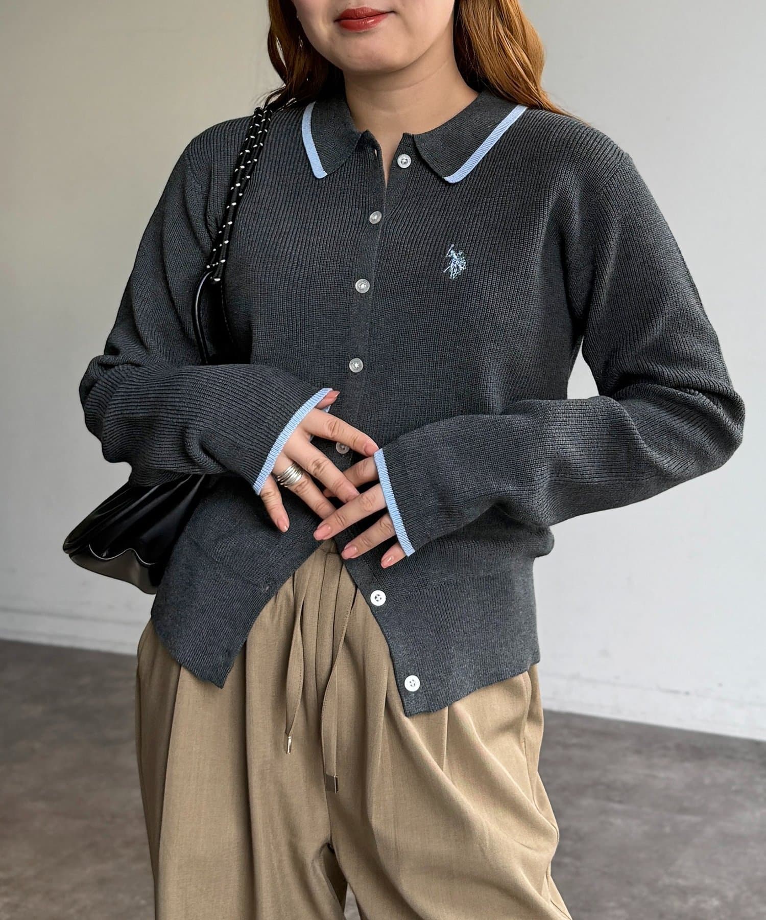 CPCM(シーピーシーエム) 【U.S. POLO ASSN.】襟付きニットボタンカーディガン