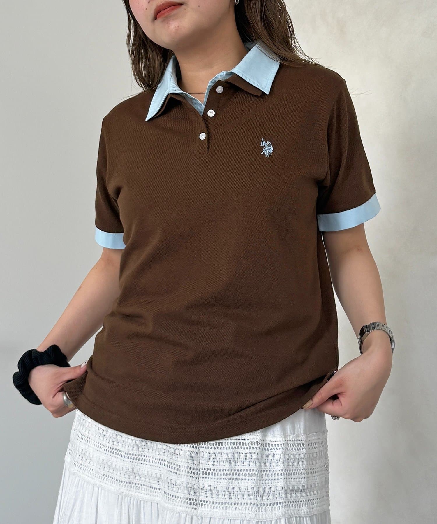CPCM(シーピーシーエム) 【U.S. POLO ASSN.】フェイクレイヤード鹿の子ポロ