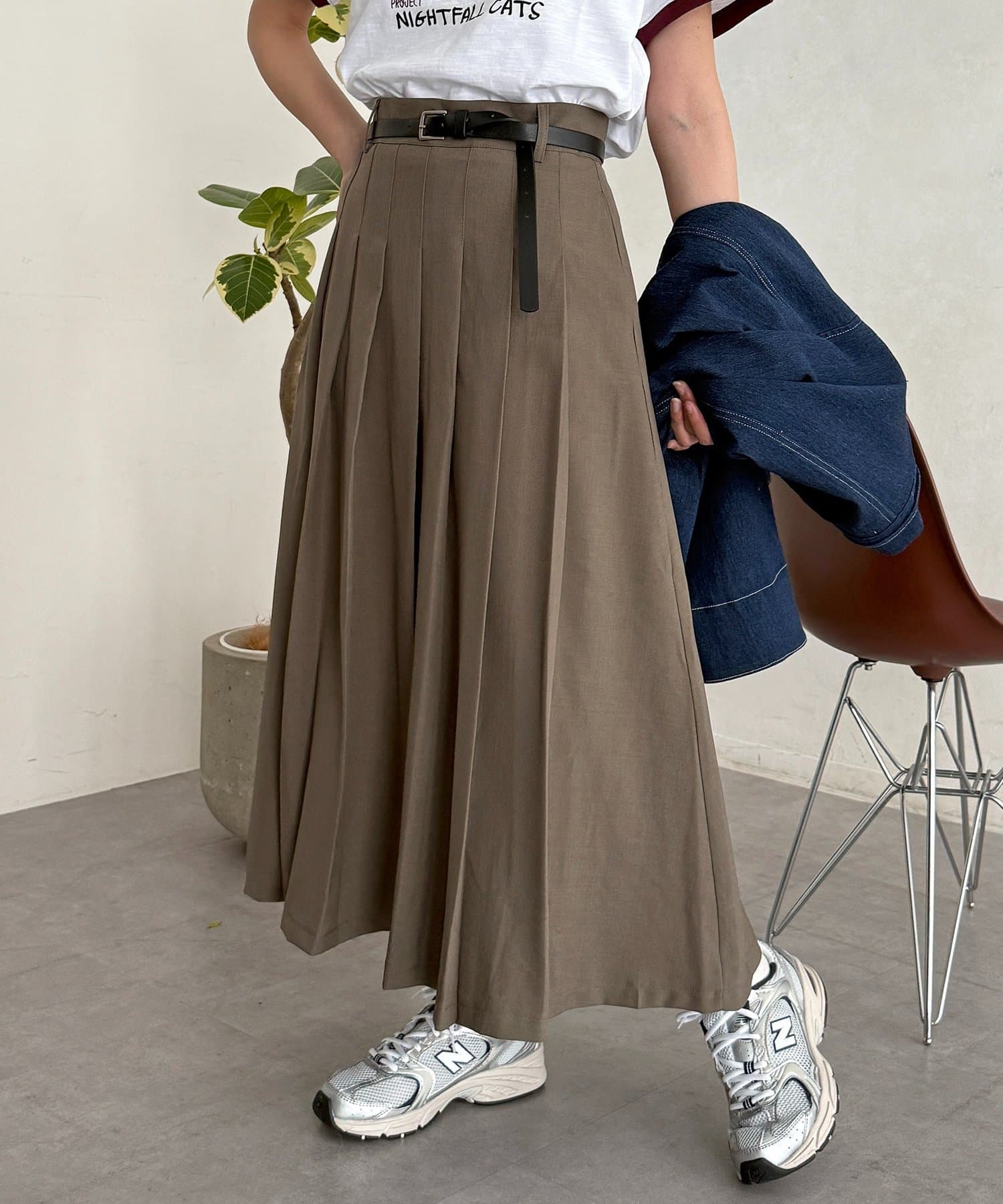 CPCM(シーピーシーエム) ベルト付きプリーツスカート