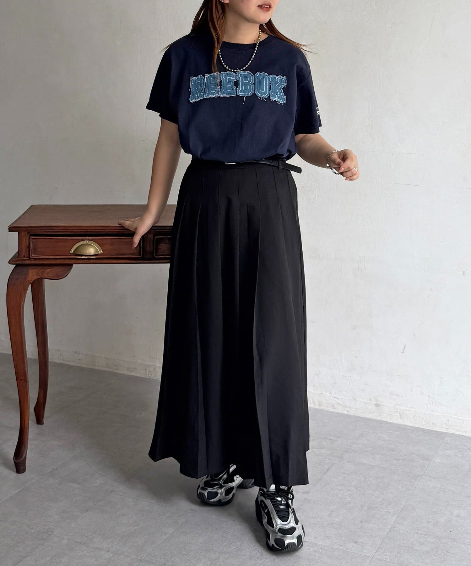 CPCM(シーピーシーエム) ベルト付きプリーツスカート