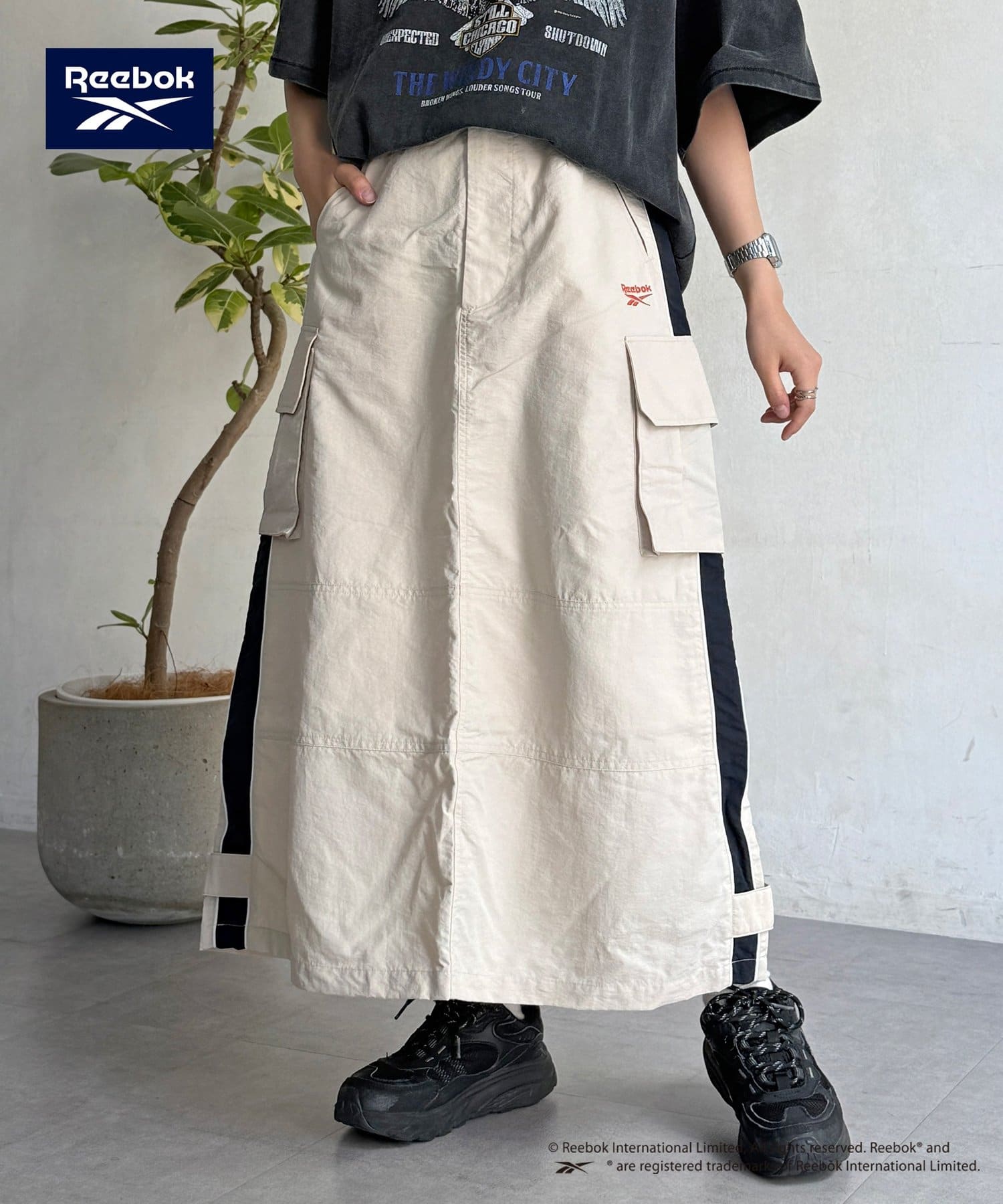 CPCM(シーピーシーエム) 【Reebok】ナイロンカーゴスカート