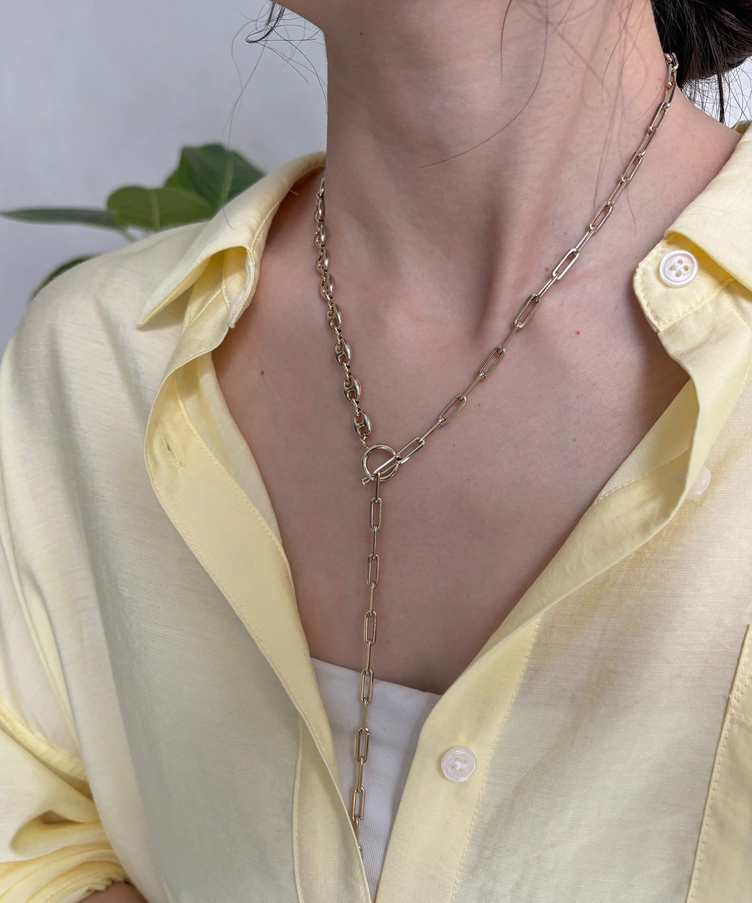 DOUDOU(ドゥドゥ) ミドルミックスチェーンマンテルネックレス