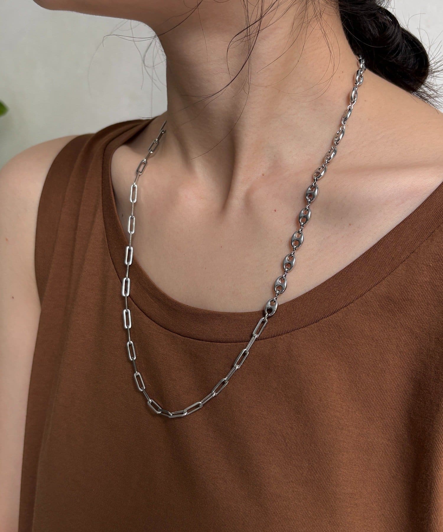 DOUDOU(ドゥドゥ) ミドルミックスチェーンマンテルネックレス