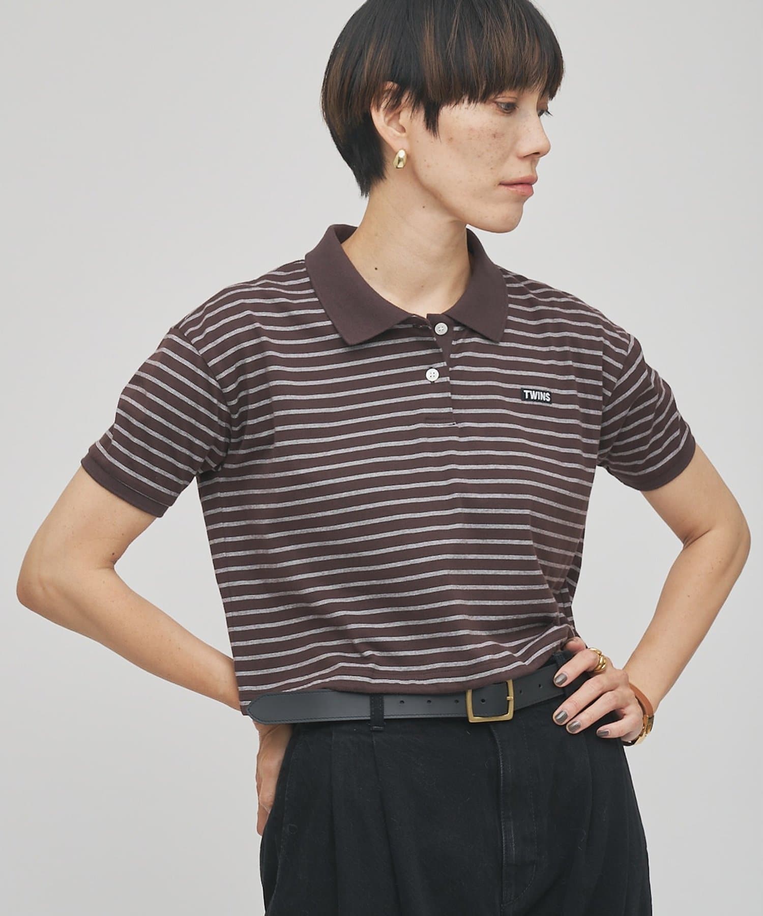 Whim Gazette(ウィム ガゼット) 【GEMINI】ボーダーポロカットソー