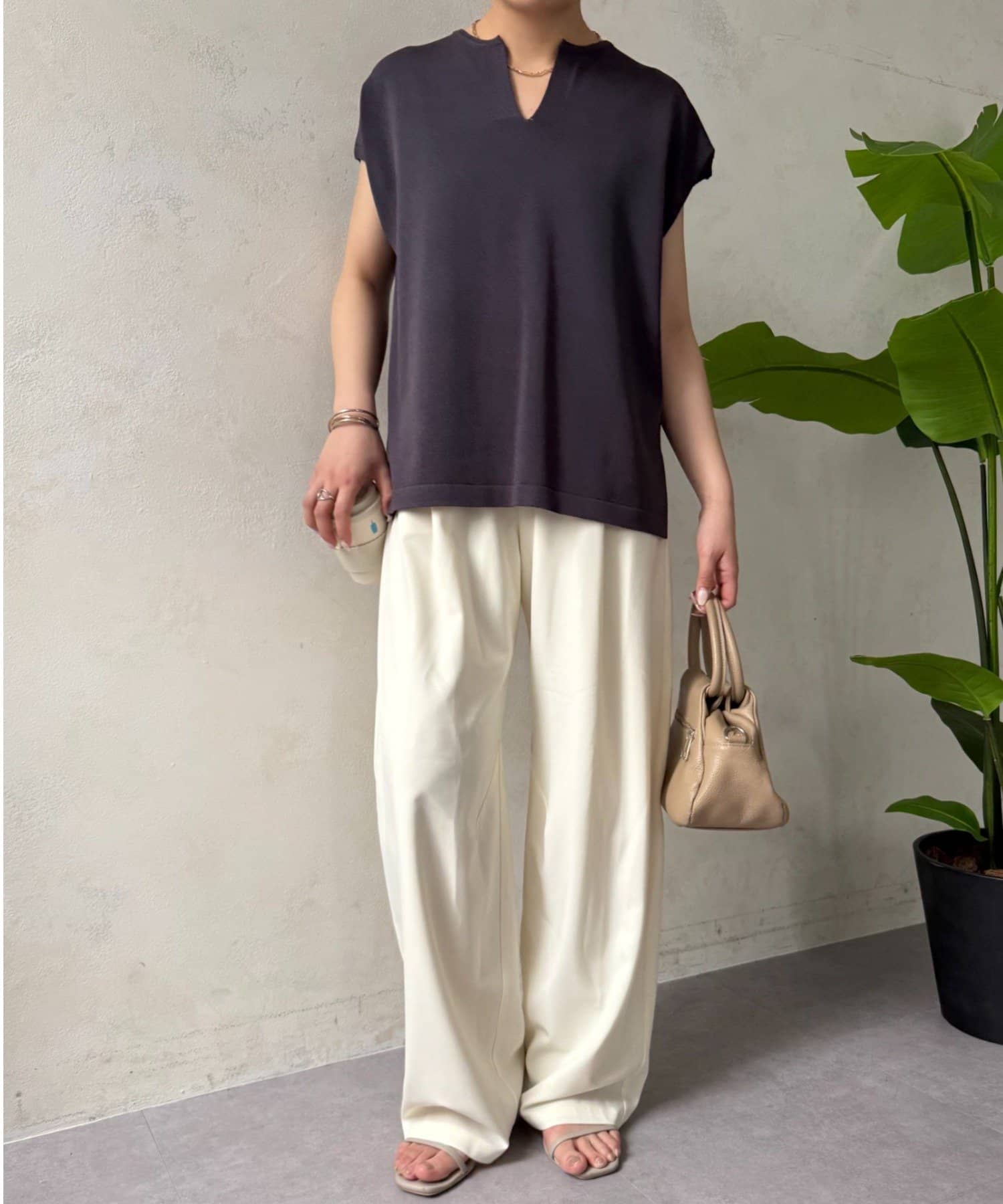 Jena　espace merveilleux(ジェナ　エスパスメルヴェイユ) キーネックフレンチニット