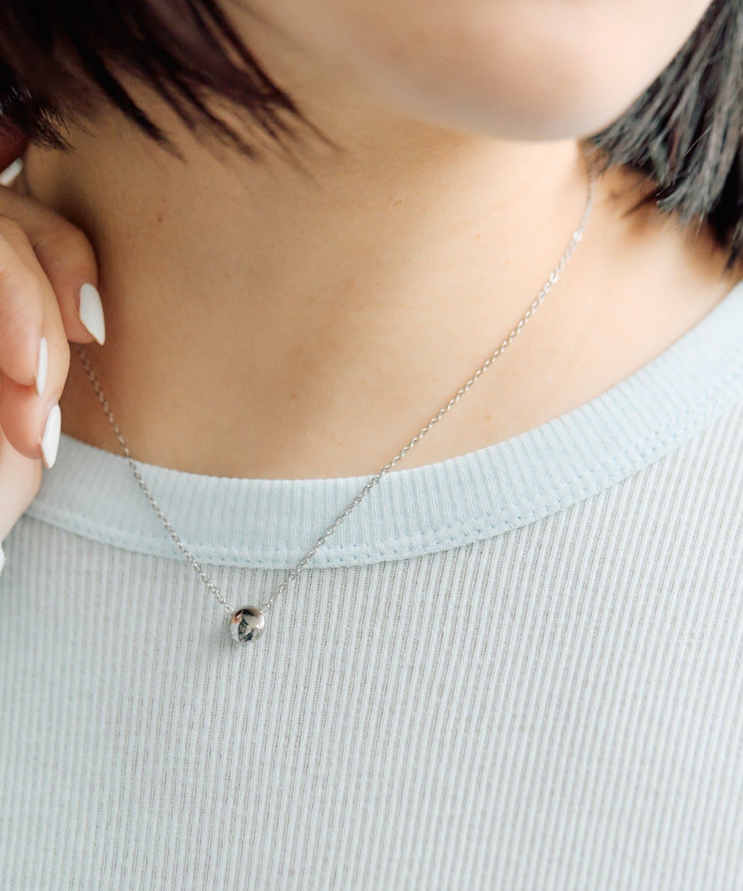 ear PAPILLONNER(イア パピヨネ) 《金属アレルギー対応/ステンレス》平丸トップネックレス