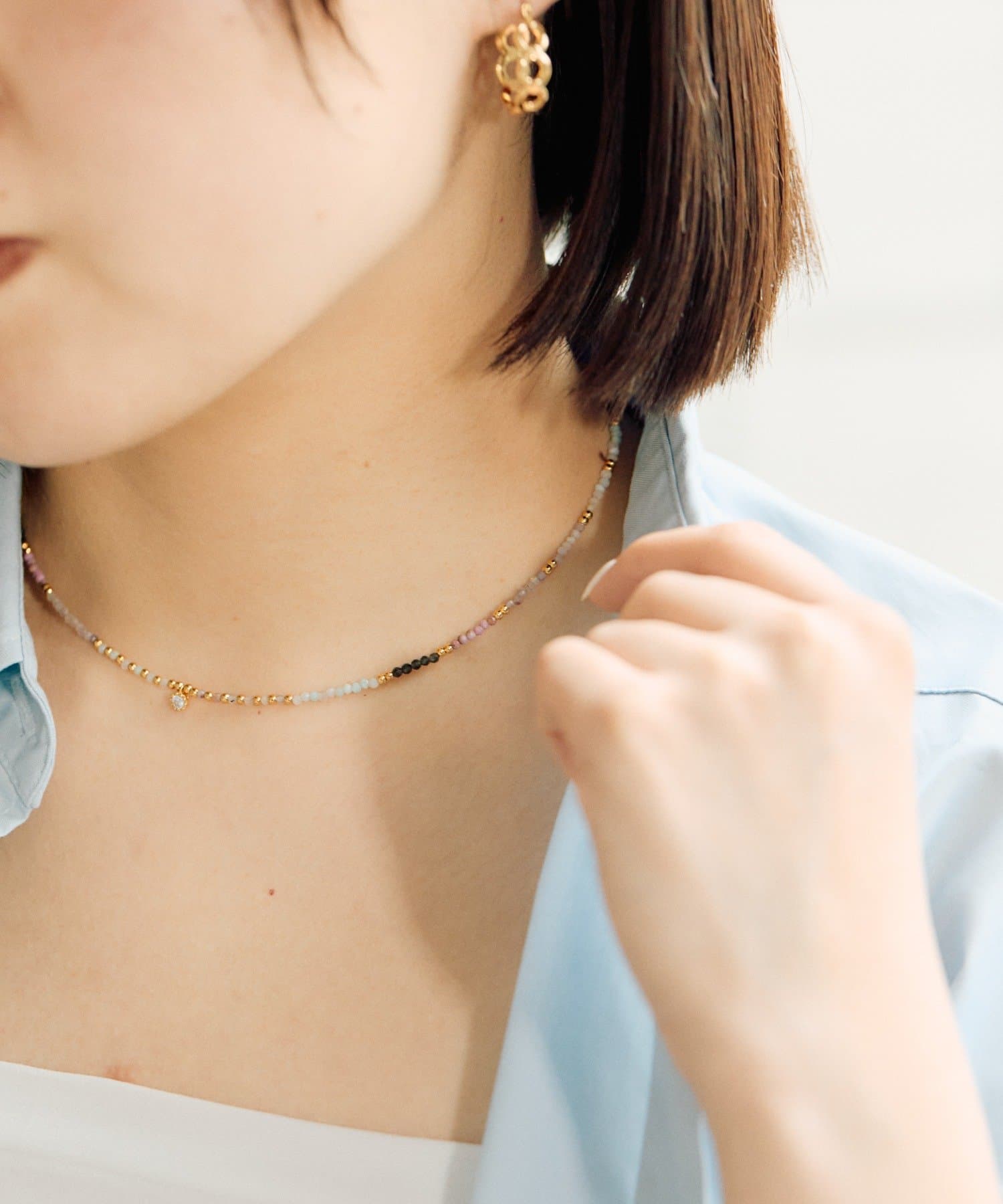 ear PAPILLONNER(イア パピヨネ) 《スターリングシルバー使用》グラデストーンネックレス