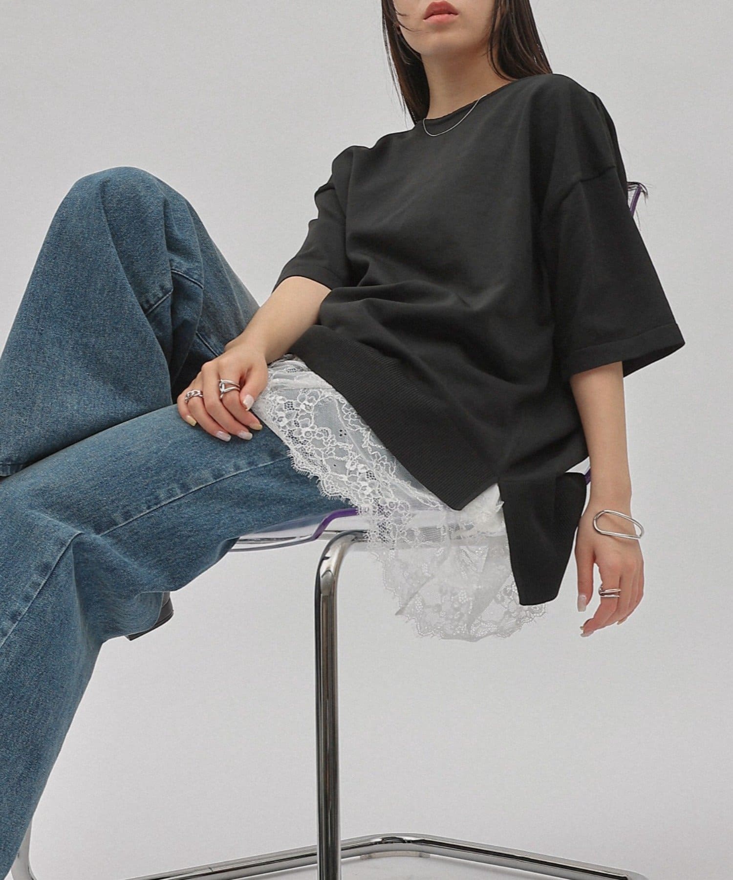 COLONY 2139(コロニー トゥーワンスリーナイン) エステルヤーンゆるシルエット半袖プルオーバー