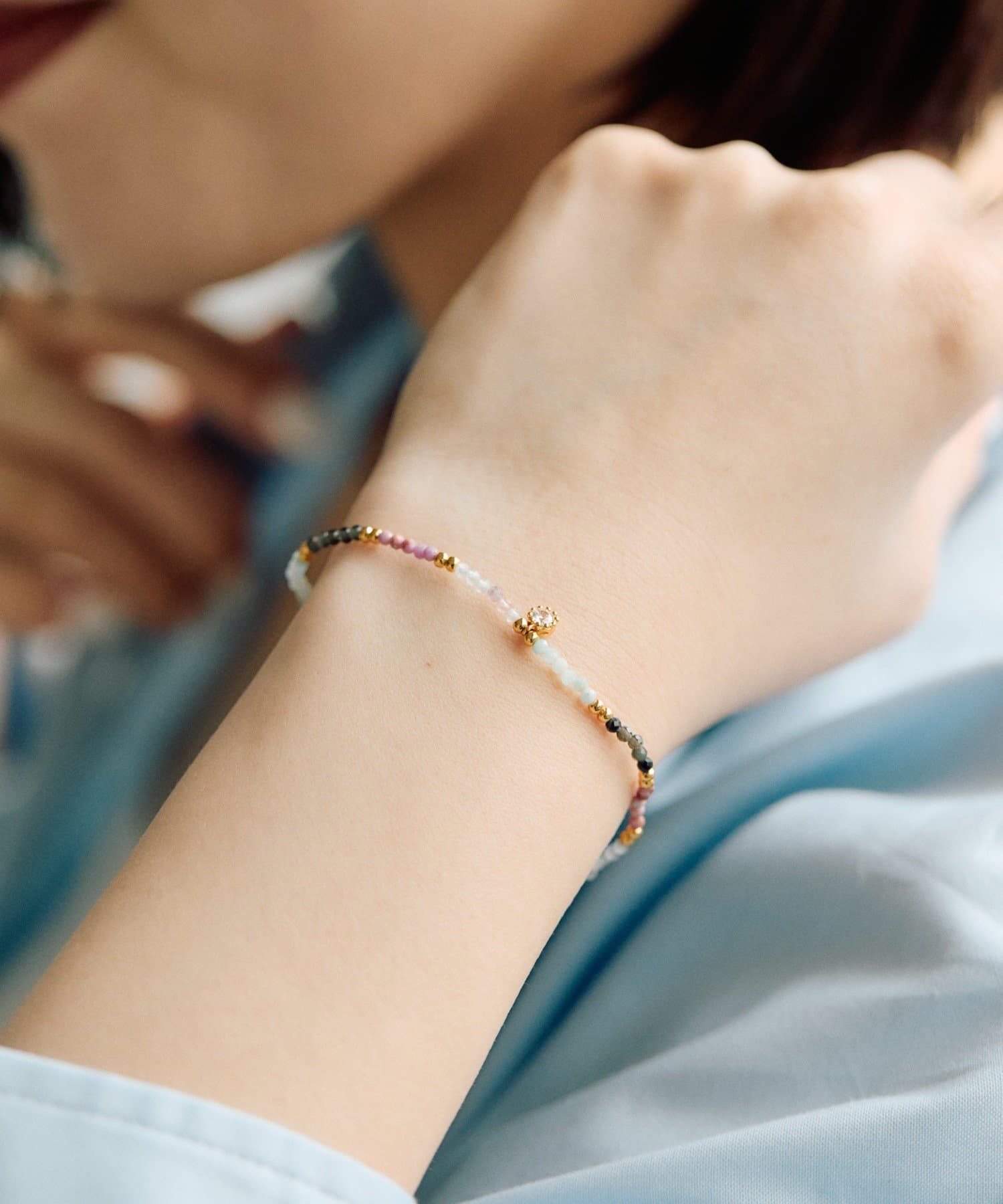 ear PAPILLONNER(イア パピヨネ) 《スターリングシルバー使用》グラデストーンブレスレット