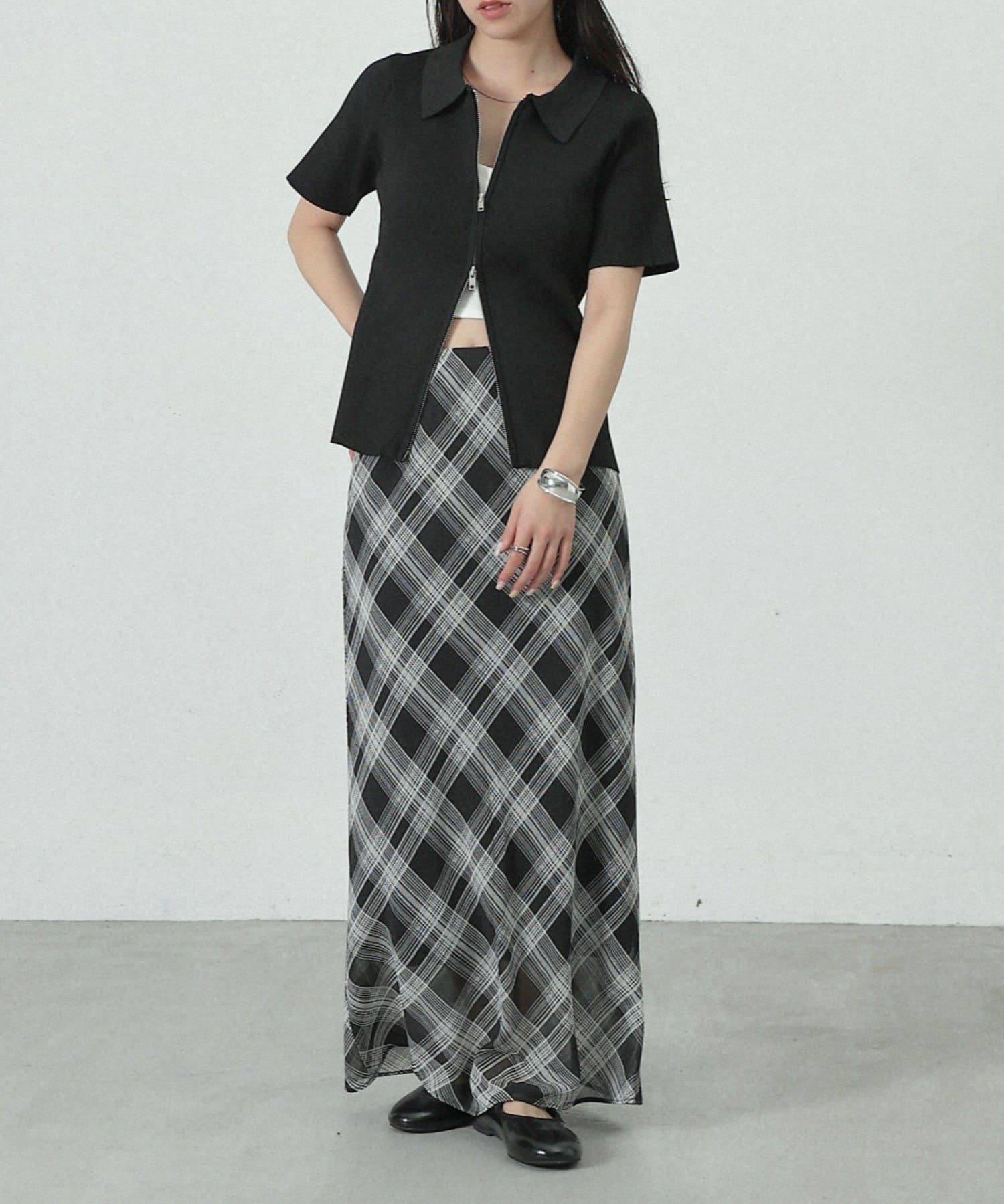 COLONY 2139(コロニー トゥーワンスリーナイン) エステルヤーン半袖衿付きWジップ