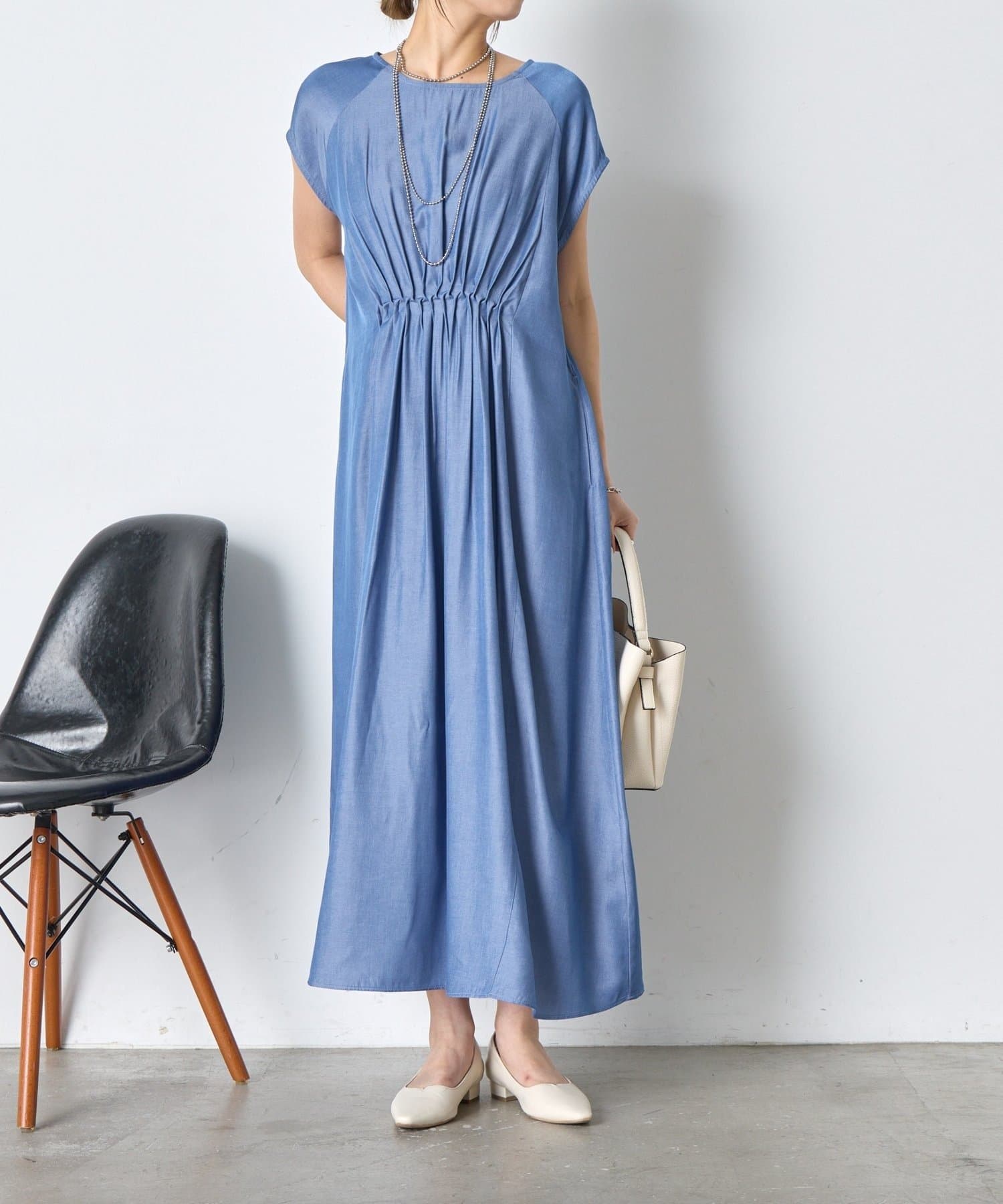 Jena　espace merveilleux(ジェナ　エスパスメルヴェイユ) フレンチスリーブギャザーワンピ