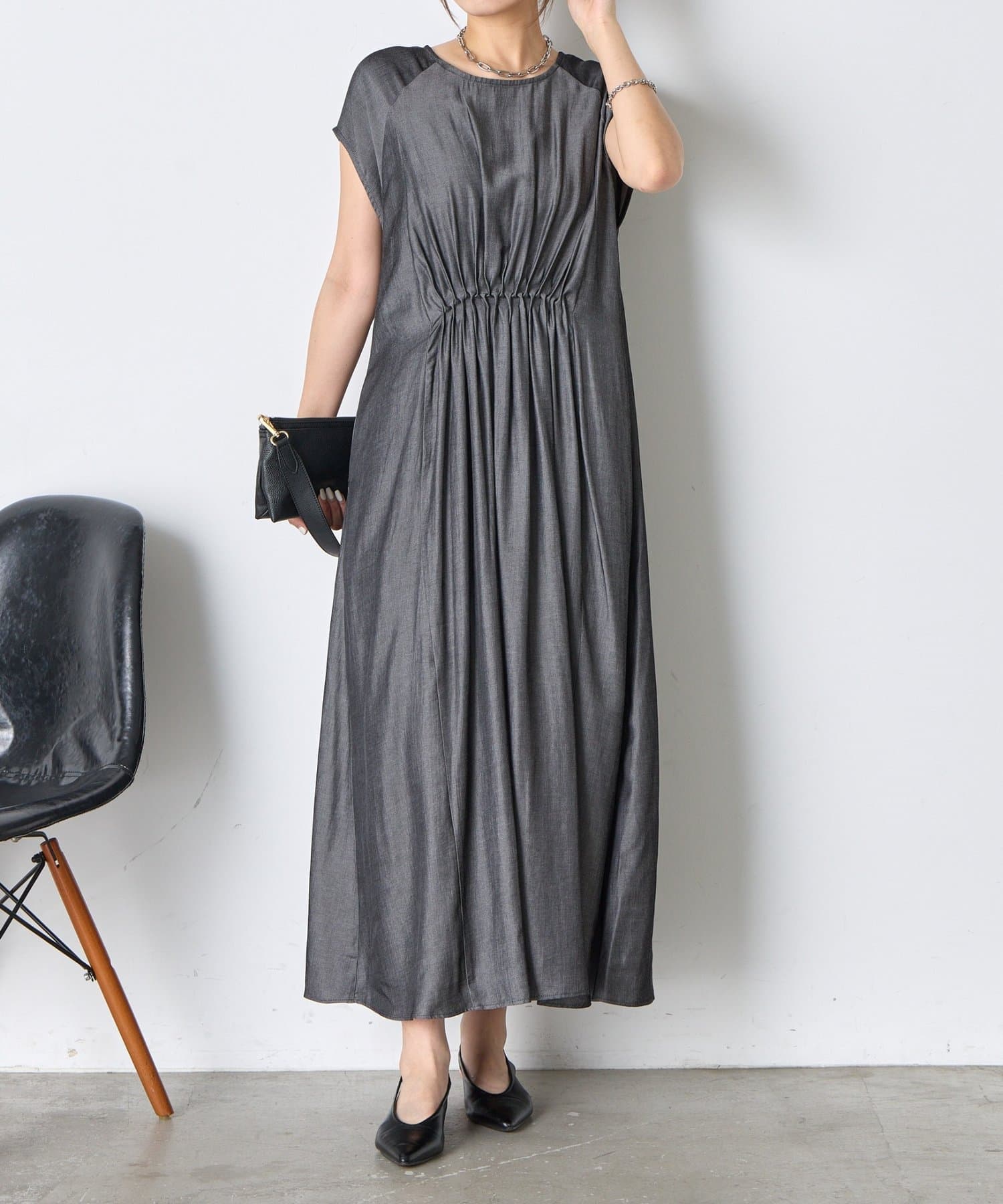 Jena　espace merveilleux(ジェナ　エスパスメルヴェイユ) フレンチスリーブギャザーワンピ