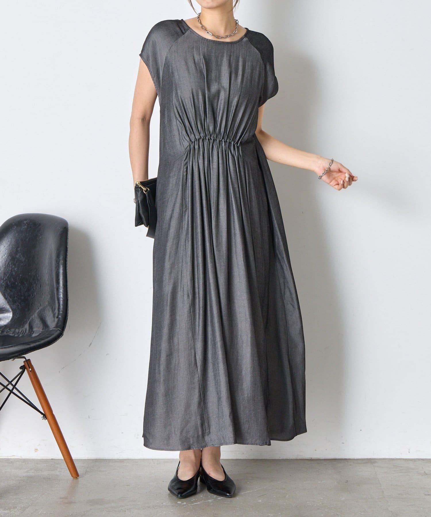 Jena　espace merveilleux(ジェナ　エスパスメルヴェイユ) フレンチスリーブギャザーワンピ