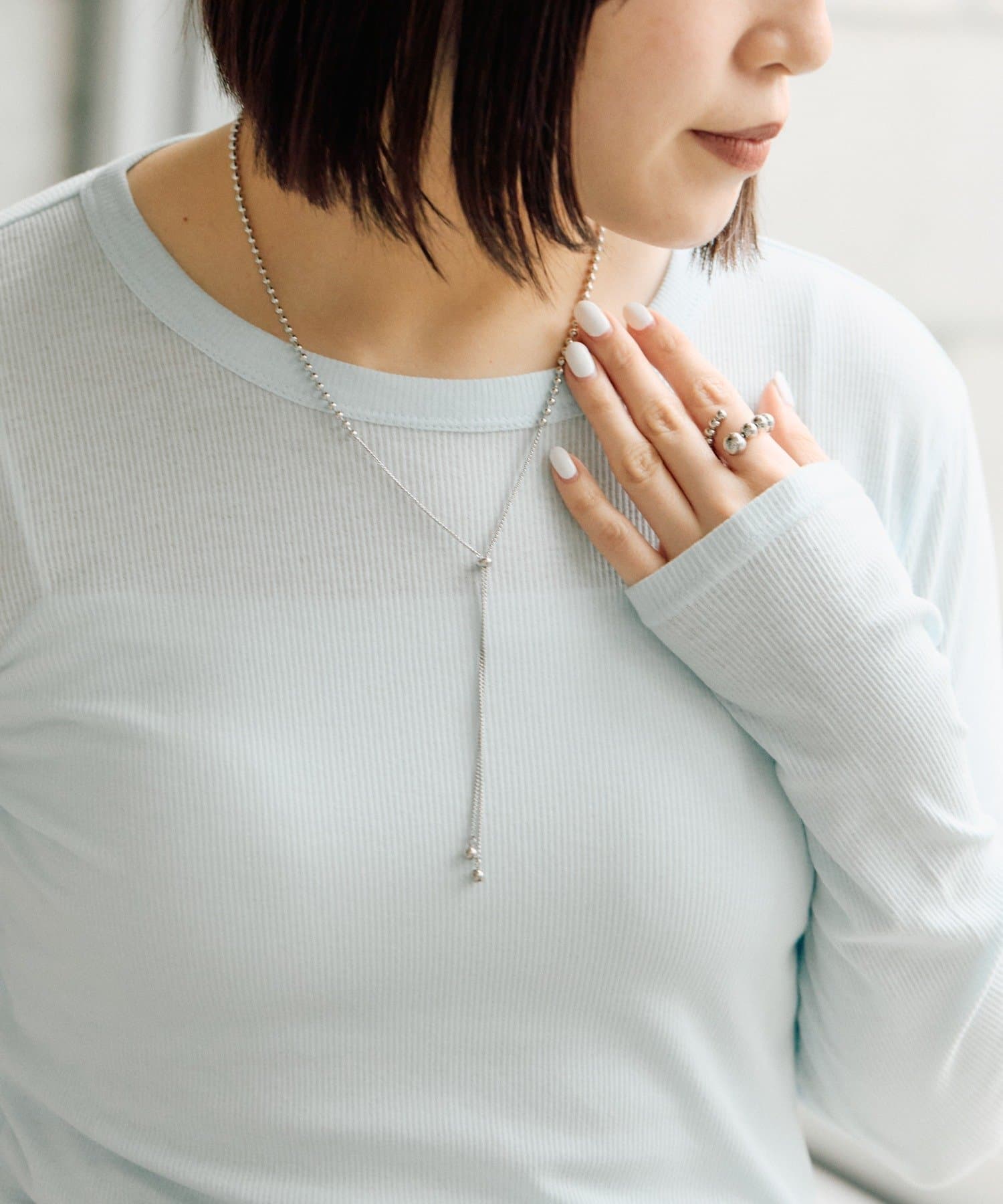 ear PAPILLONNER(イア パピヨネ) 《金属アレルギー対応/ステンレス》ボールチェーンスライドネックレス