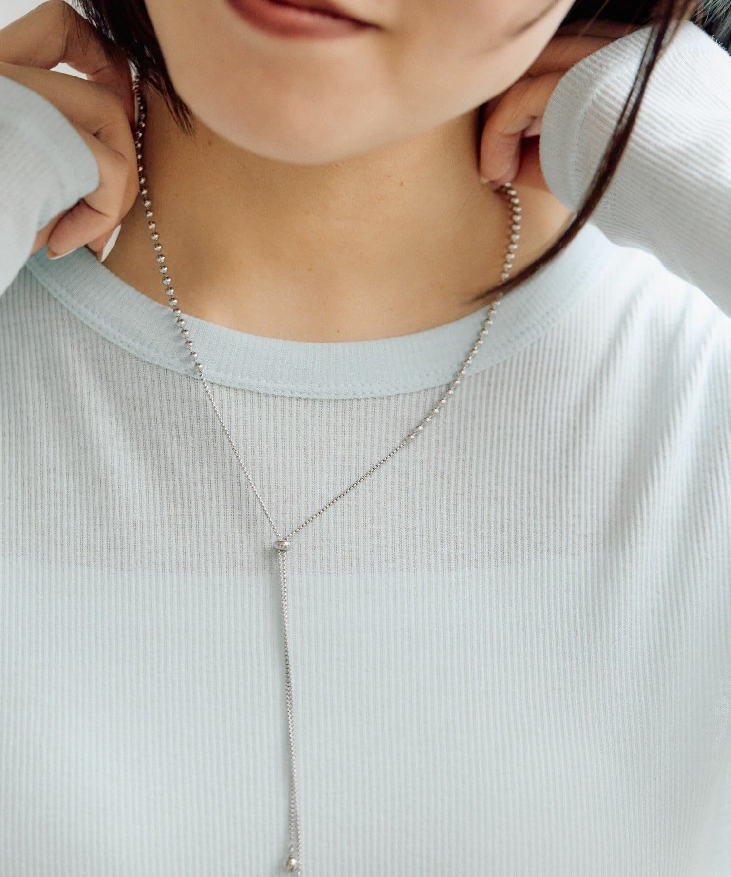 ear PAPILLONNER(イア パピヨネ) 《金属アレルギー対応/ステンレス》ボールチェーンスライドネックレス