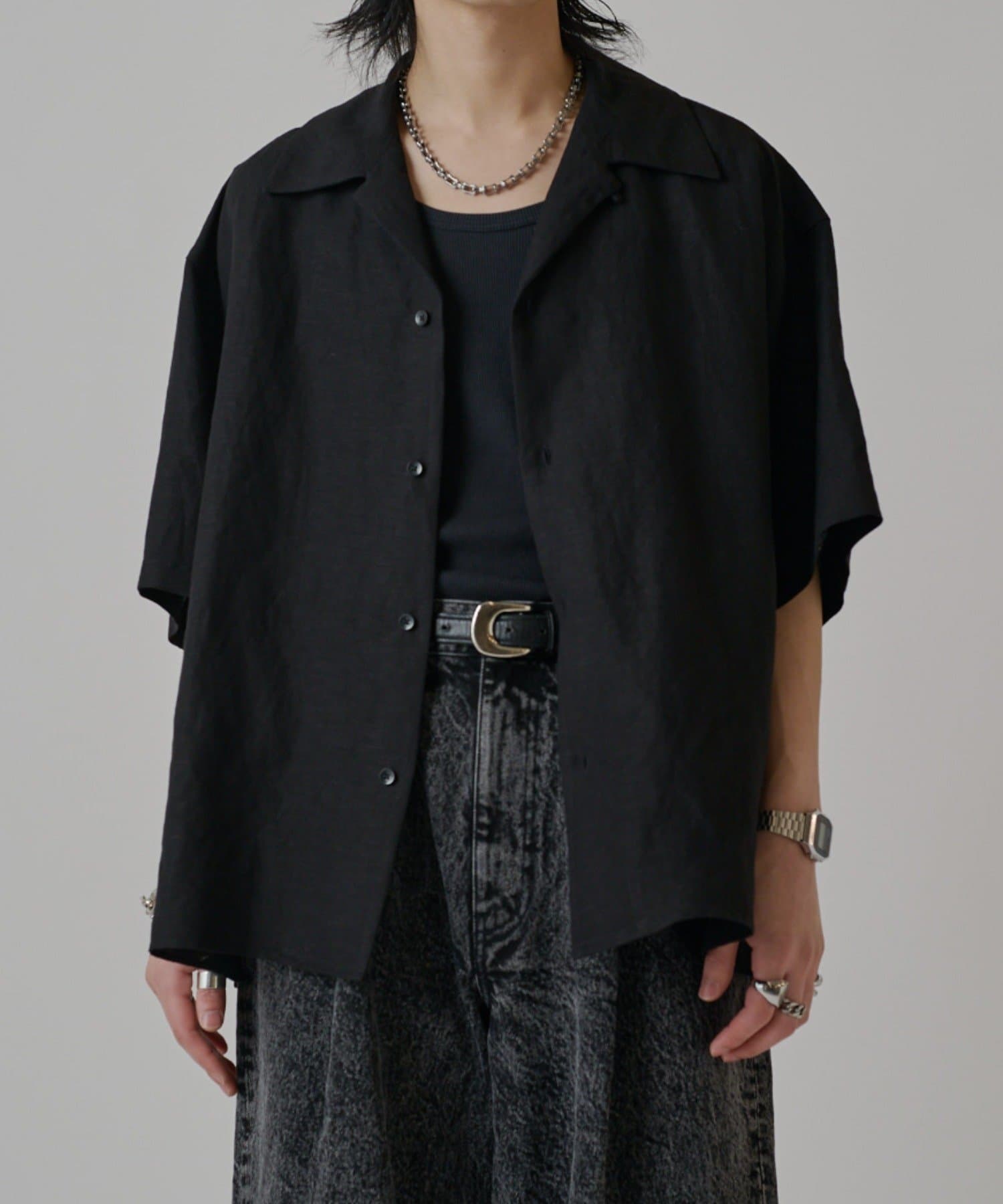 Lui's(ルイス) レーヨンリネンオープンカラーシャツ