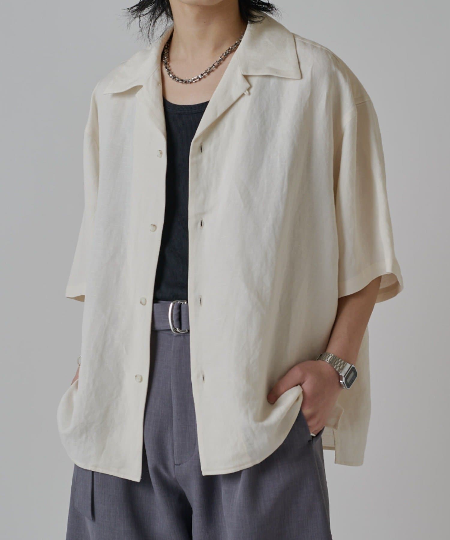 Lui's(ルイス) レーヨンリネンオープンカラーシャツ