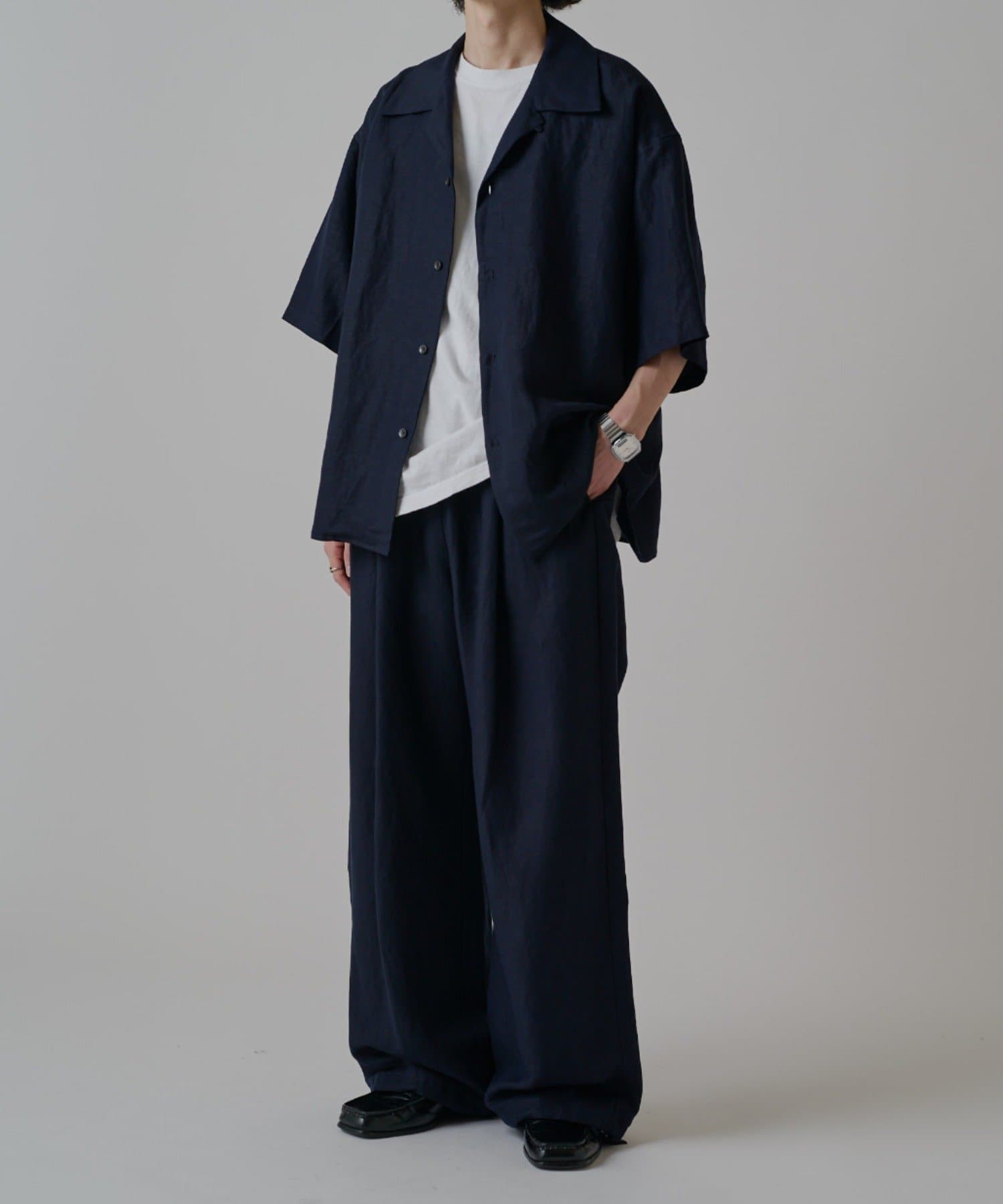 Lui's(ルイス) レーヨンリネンオープンカラーシャツ