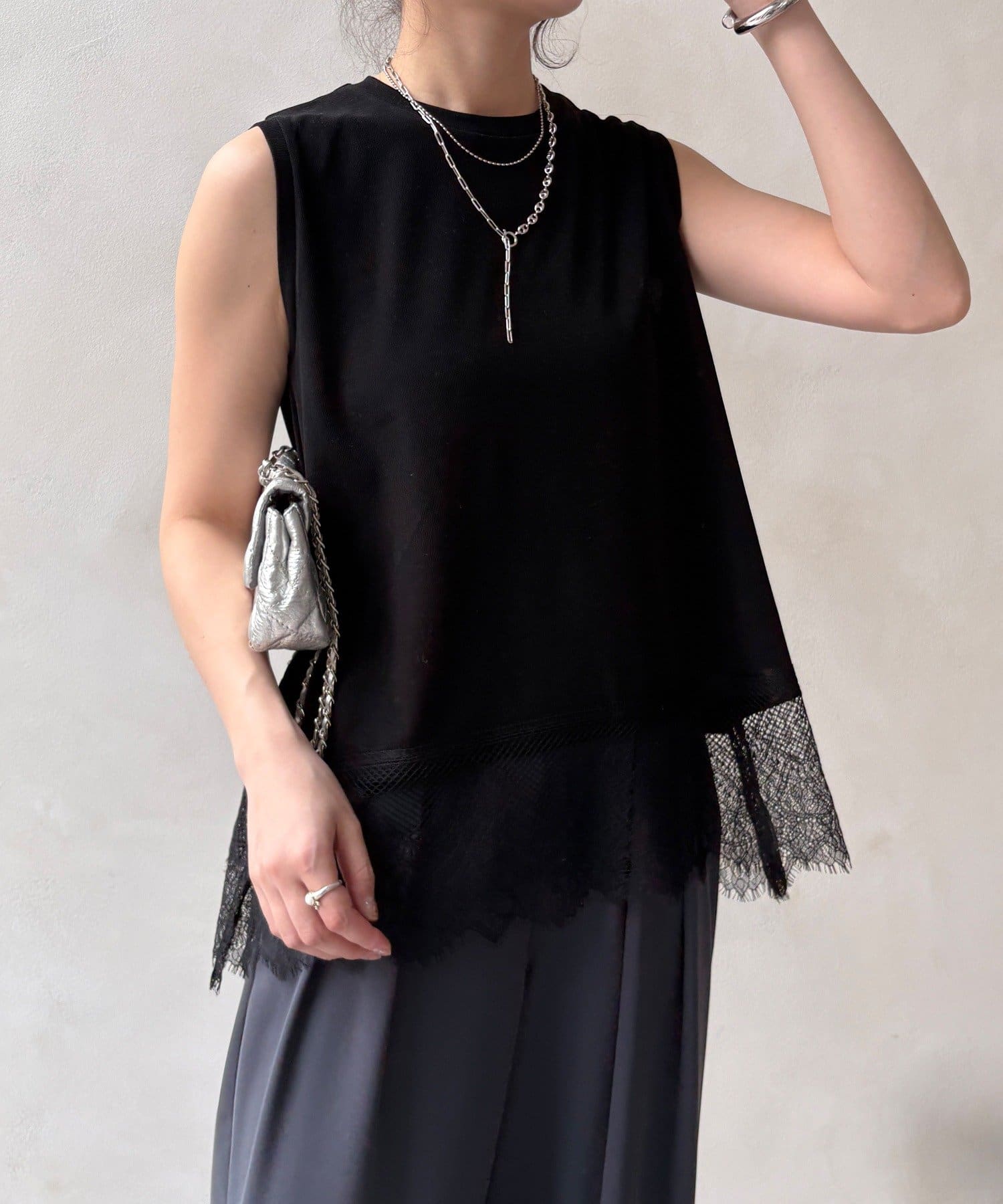 DOUDOU(ドゥドゥ) 【セットアップ可能】裾レースタンク