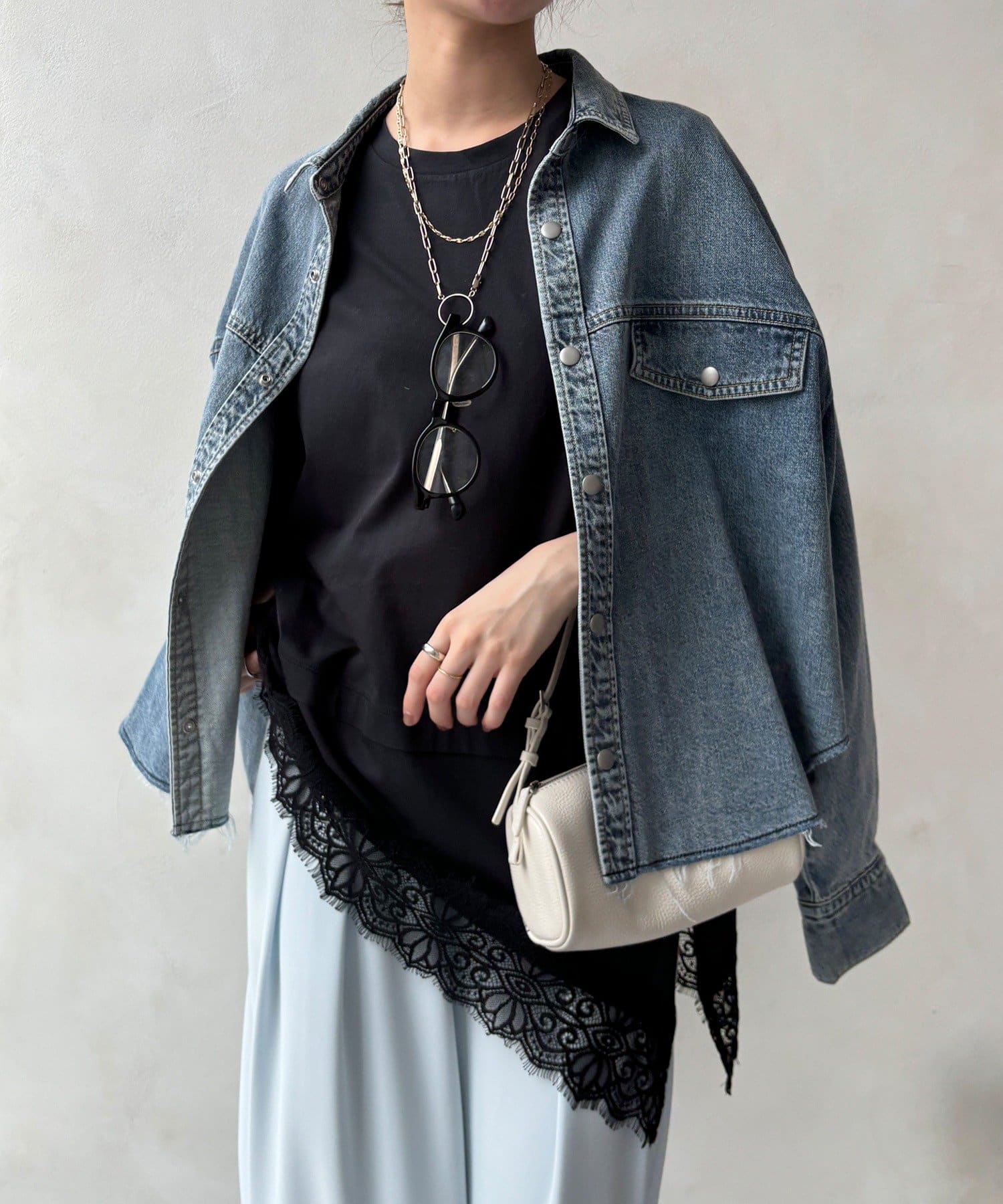 DOUDOU(ドゥドゥ) 裾レースアシメTEE