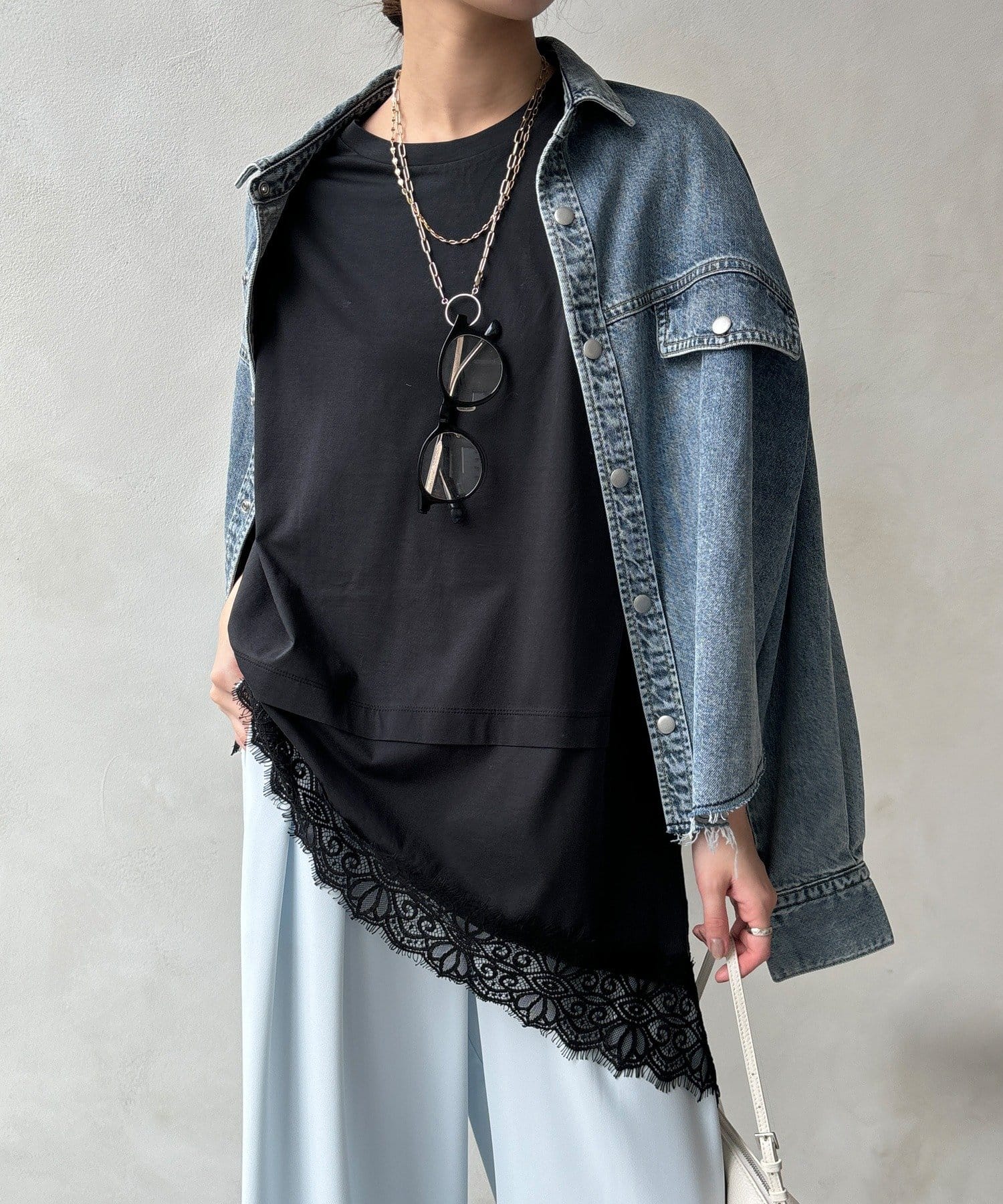 DOUDOU(ドゥドゥ) 裾レースアシメTEE