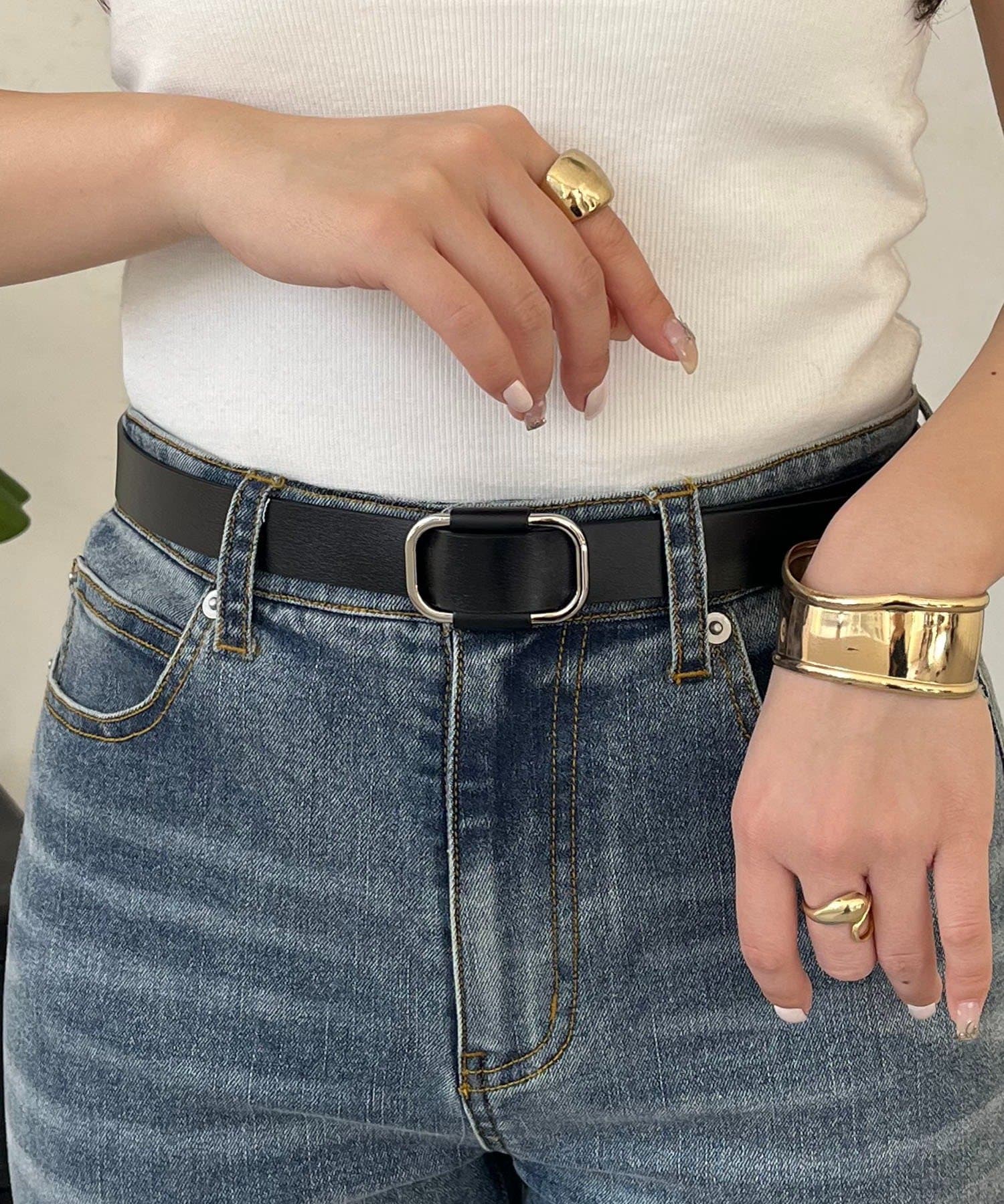 prose verse(プロズヴェール) スクエアリング牛革ベルト