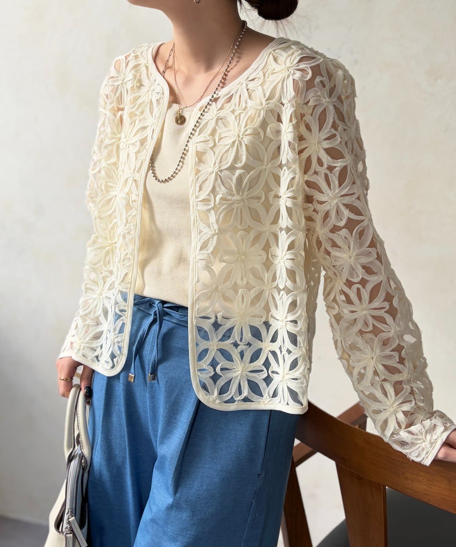 Chez toi(シェトワ) テープレースカーディガン