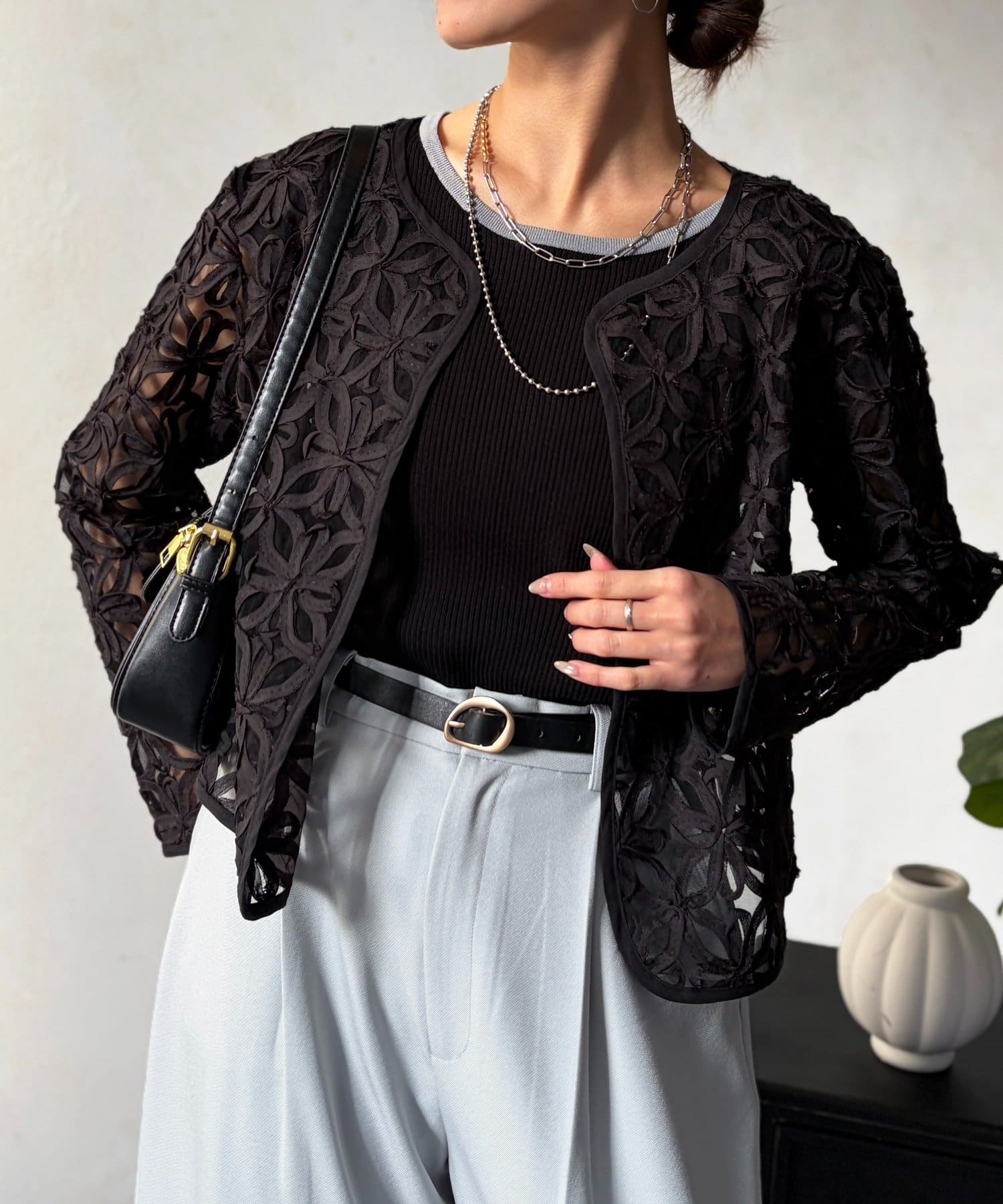 Chez toi(シェトワ) テープレースカーディガン