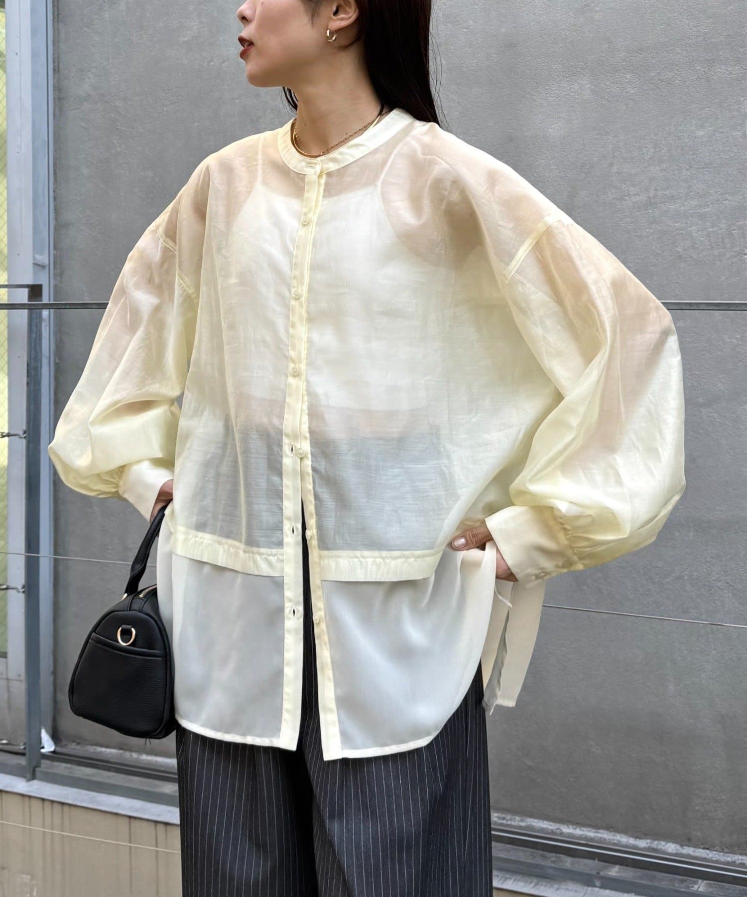 CIAOPANIC TYPY(チャオパニックティピー) 裾切替シアーバンドカラーシャツ