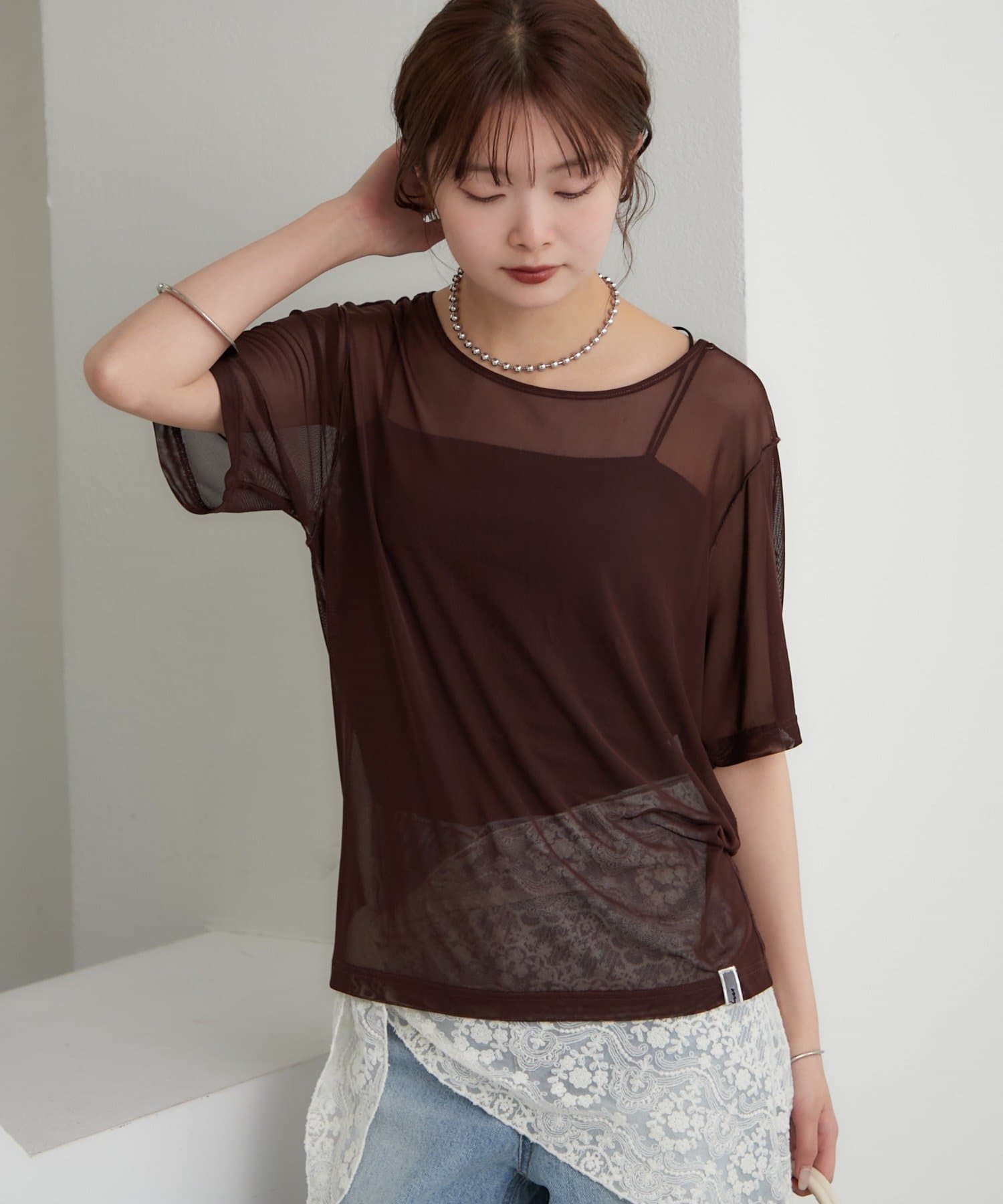 mystic(ミスティック) チュールシアーTシャツ