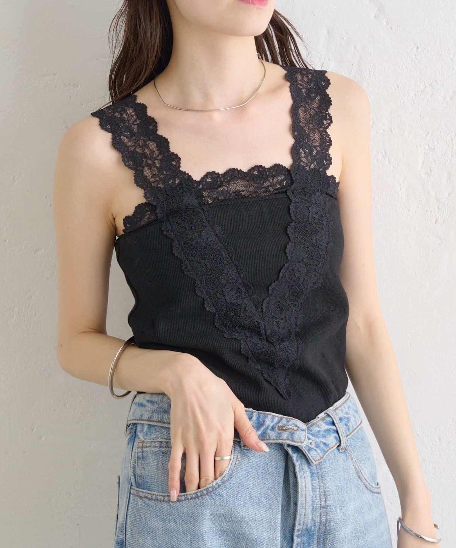 mystic(ミスティック) パット付きVレースタンクトップ