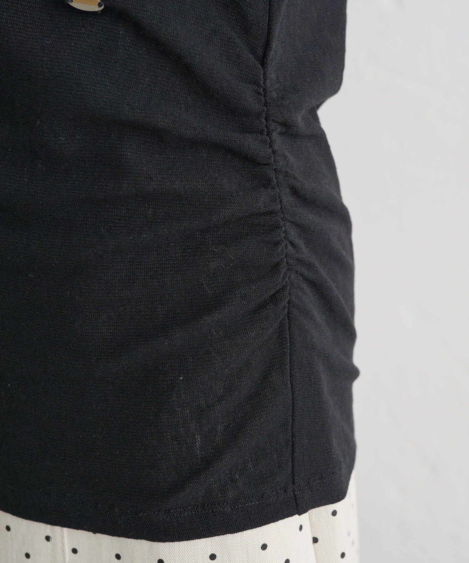 mystic(ミスティック) サイドギャザーシアーTシャツ