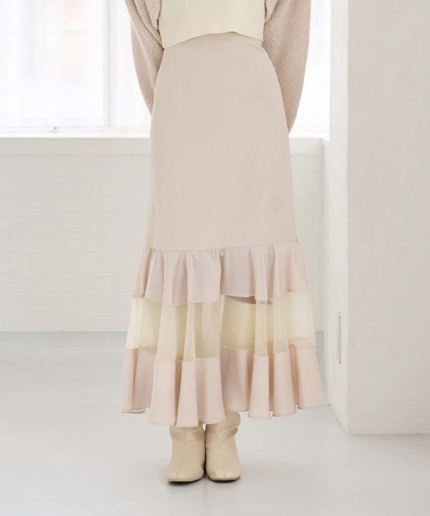 NICE CLAUP / OLIVE des OLIVE OUTLET(ナイスクラップ  / オリーブ デ オリーブ アウトレット) 【Seemi】異素材マーメイドスカート