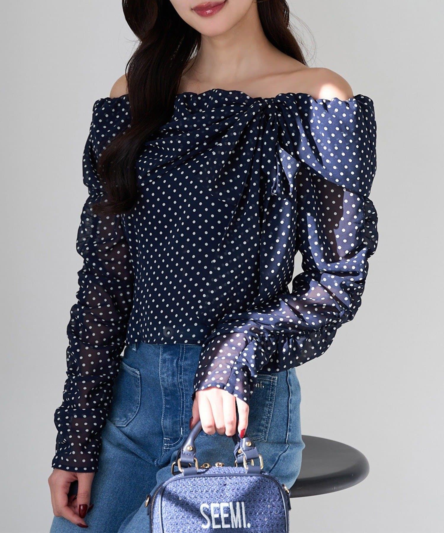 NICE CLAUP / OLIVE des OLIVE OUTLET(ナイスクラップ  / オリーブ デ オリーブ アウトレット) 【Seemi】リボンブラウス