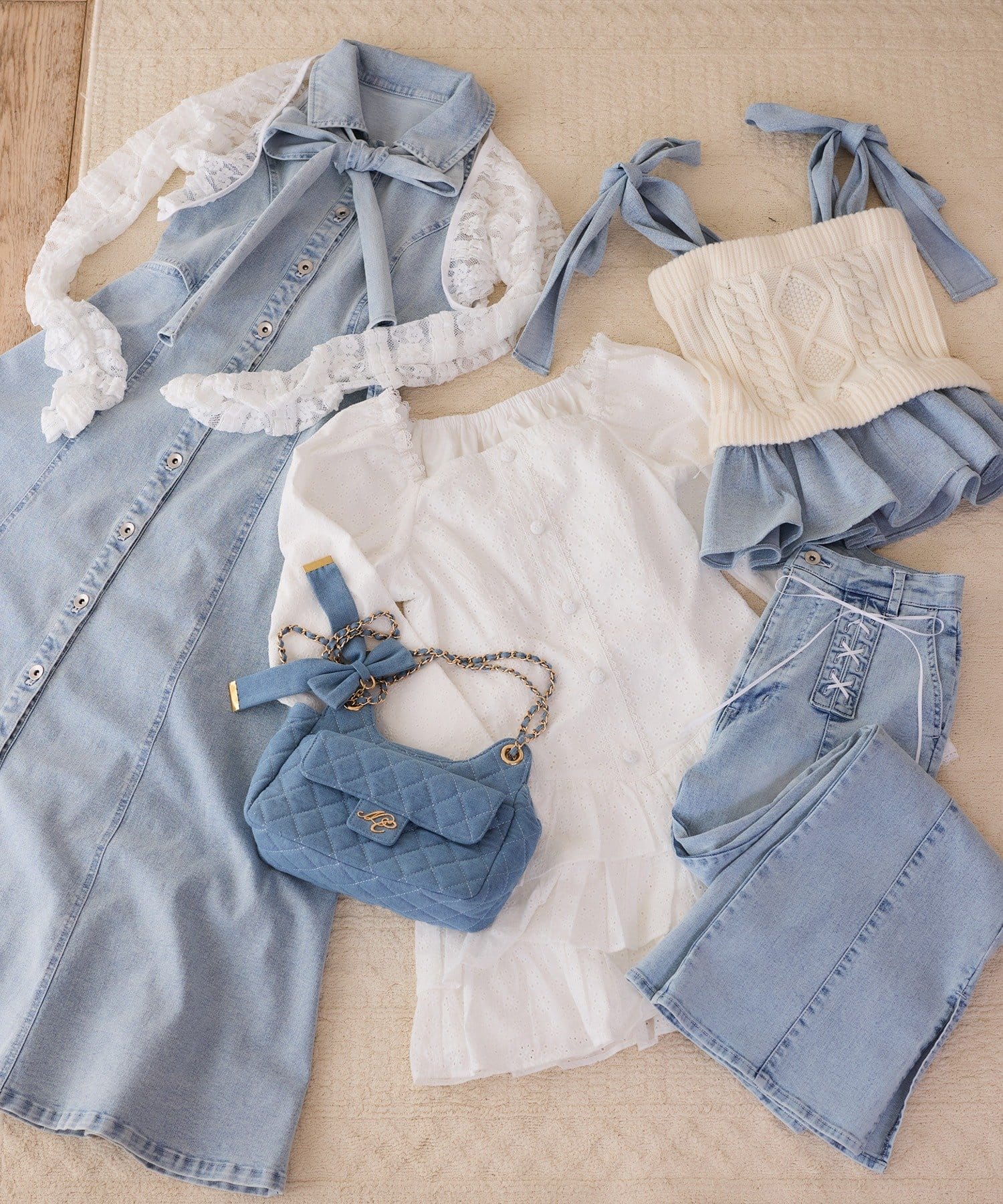 one after another NICE CLAUP(ワンアフターアナザー ナイスクラップ) 【Denim Collection】レースアップデニムパンツ