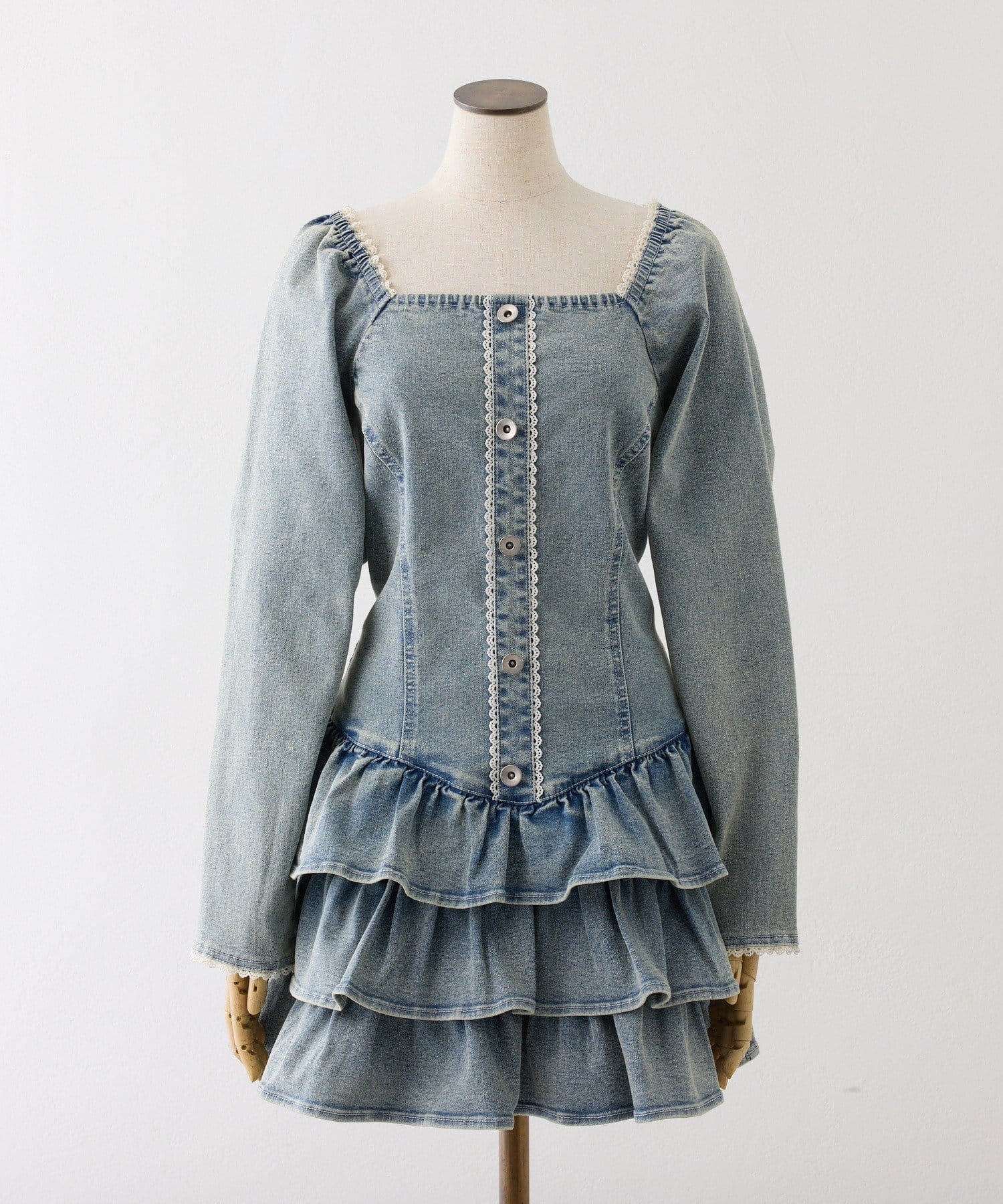 one after another NICE CLAUP(ワンアフターアナザー ナイスクラップ) 【Denim Collection】ティアードミニワンピ